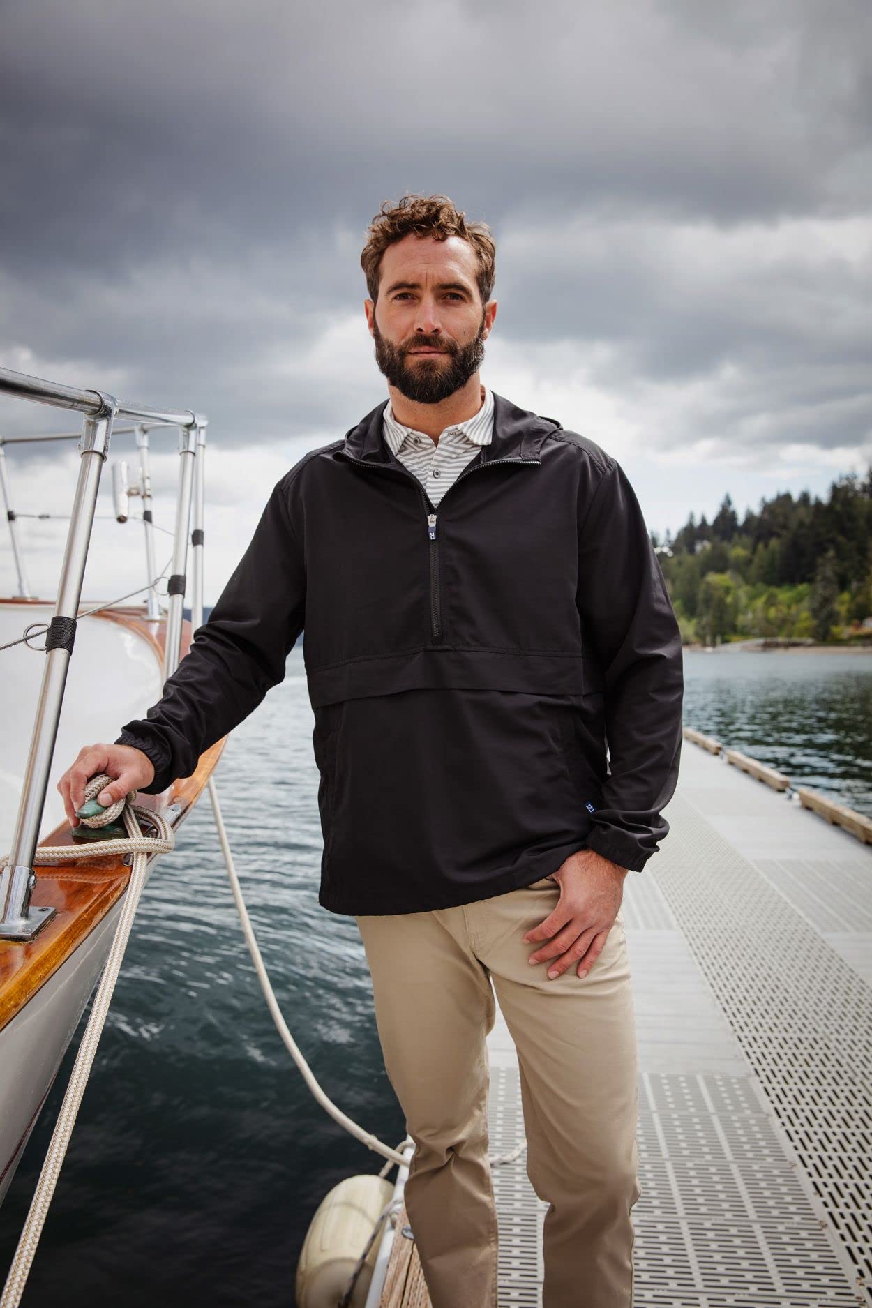 Cutter & Buck Charter Eco Recycled Men's Anorak Jacket - Lightweight Waterproof Windbreaker for Hiking, Camping & Outdoor Activities