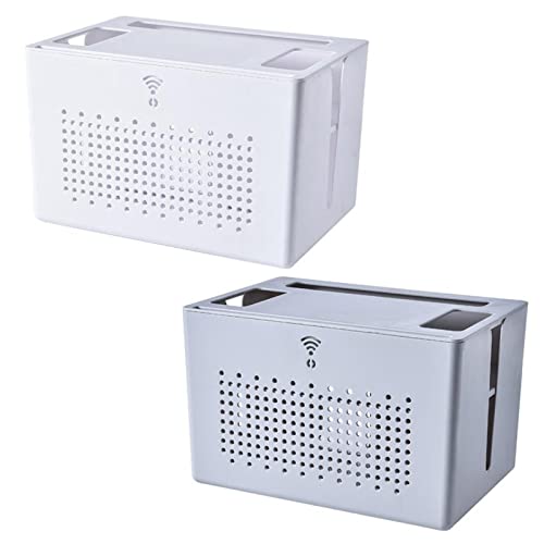 FDFWEFLQQ WiFi Wireless Router Storage Box - Double-Layer Hollow Cable Management Organizer with Heat Dissipation | Detachable Design Saves Space for Home & Office | Perfect for Network Setup, Gaming Stations & Workspaces
