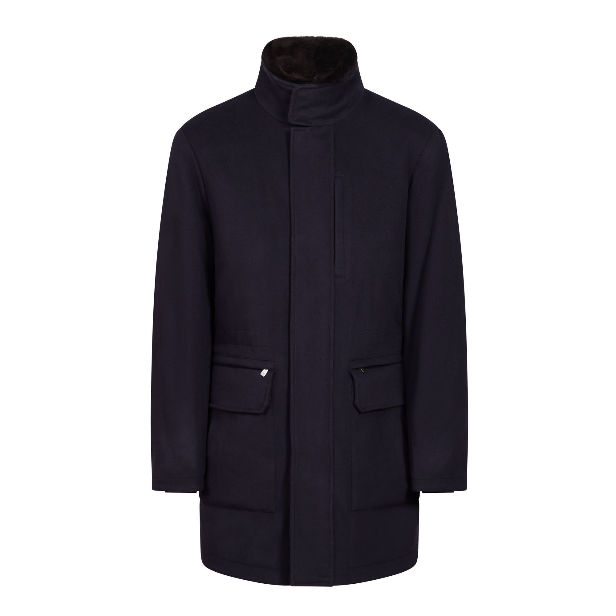 Premium CORNELIANI Wool Caban Coat for Men - Navy Blue Classic Style | Winter Outerwear for Business & Formal Occasions