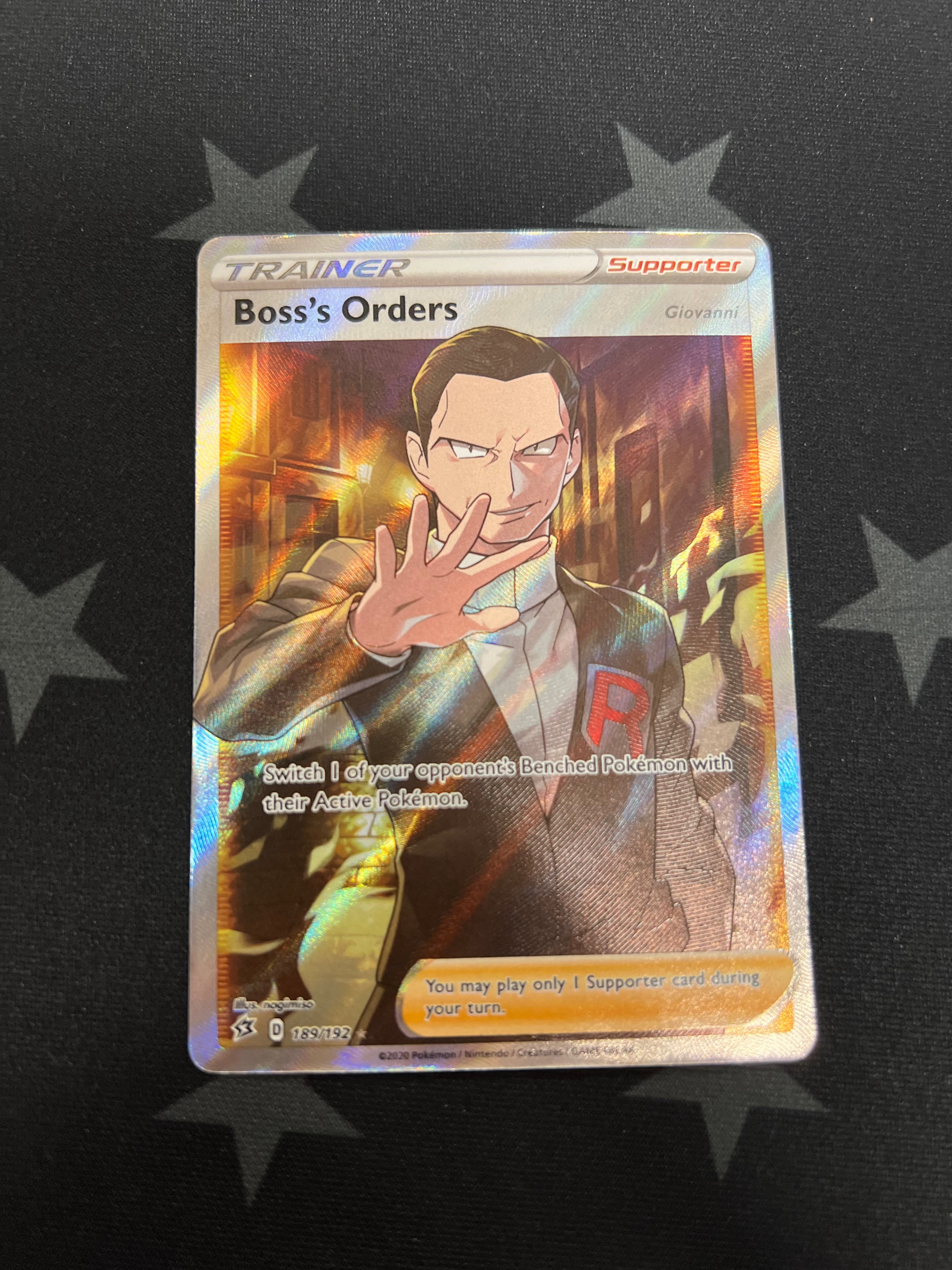 2020 Pokemon Boss's Orders 189/192 Rebel Clash Full Art Trading Card - Perfect for Collectors, Battles & Competitive Play