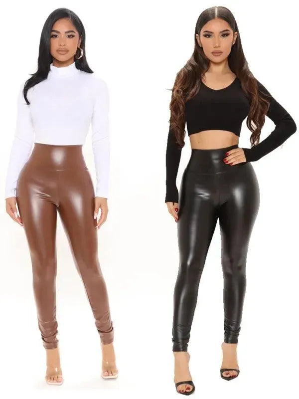 Sexy Slim Fit Leather Pants for Women - High Waisted Faux Leather Leggings for Night Out, Party & Date Night