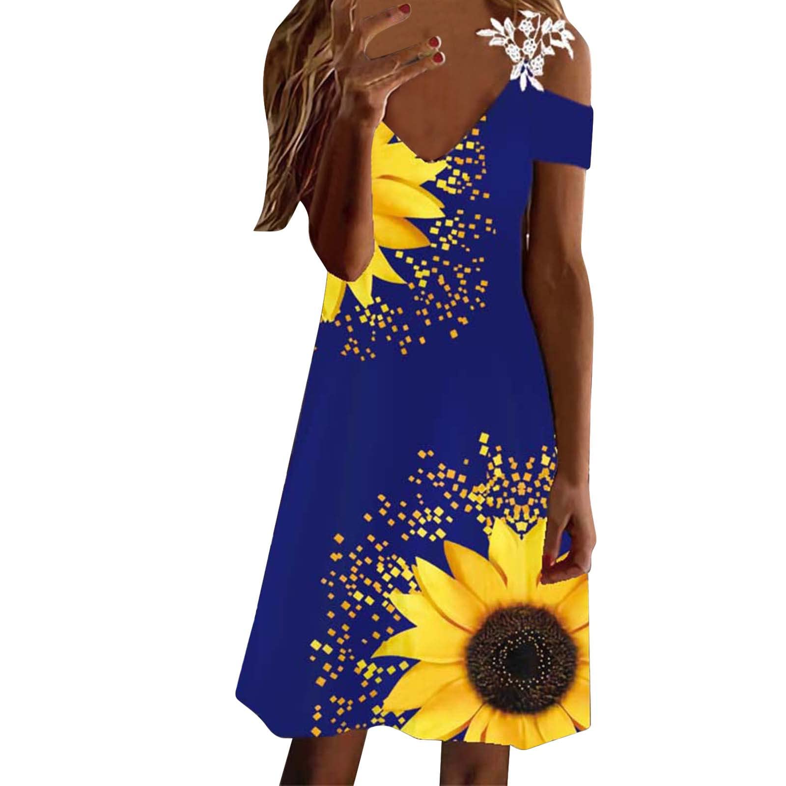 HHPP Women's Long Spring Dresses - Casual Summer T-Shirt Dress with Floral Print, Business Casual Office Wear | Perfect for Work, Weekend Outings & Summer Vacations