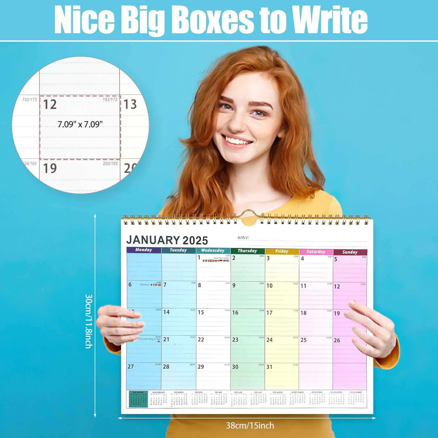 2025 UK Wall Calendar - 18 Month Family Planner (November 2024 to April 2026) with Large Writing Blocks & Hanging Holes | Perfect for Home, Office & School Organization | Landscape Yearly Planner for Family Scheduling & Event Tracking