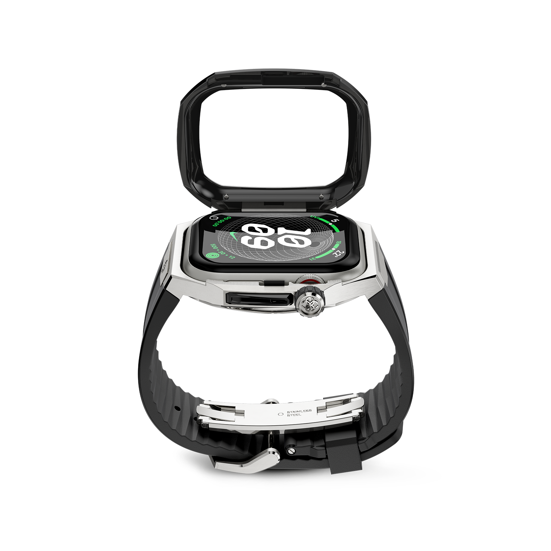 Apple Watch Case SPIII41 - Silver & Jet Black Protective Cover for Apple Watch Series 1/2/3/4/5/6/SE - Durable Slim Fit Design for Workout, Running & Daily Use