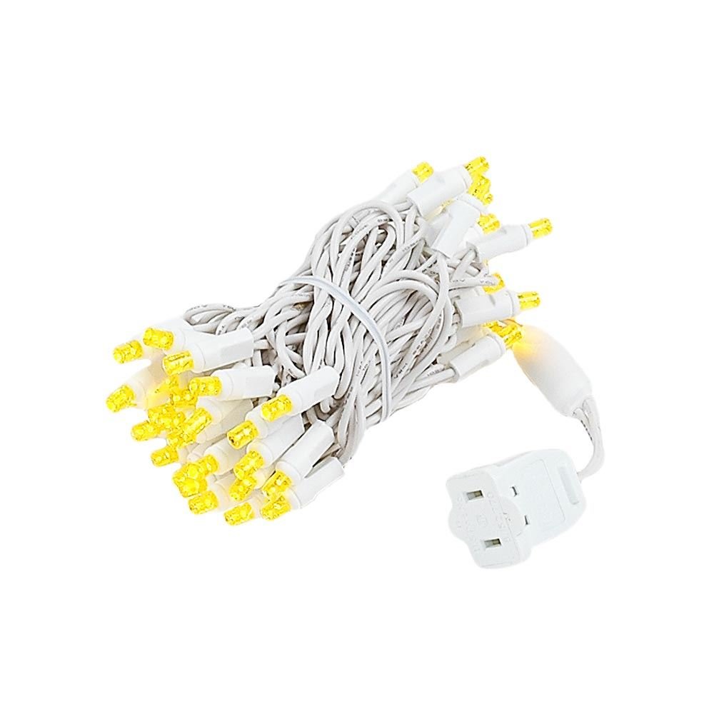 50 LED Commercial Christmas Lights - Yellow, 11ft String with 2.5in Bulb Spacing, 5mm Bulbs, UL Listed White Wire | Perfect for Indoor/Outdoor Holiday Decor, Tree Trimming, and Festive Lighting