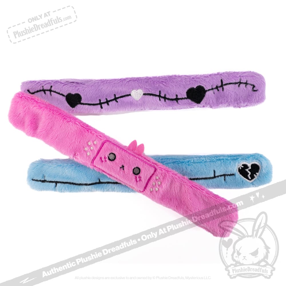 Plushie Dreadfuls Soft Plush Slap Bracelets - Set of 3 Cute Stretchy Wristbands for Kids, Teens & Adults - Perfect for Parties, Gifts & Anxiety Relief