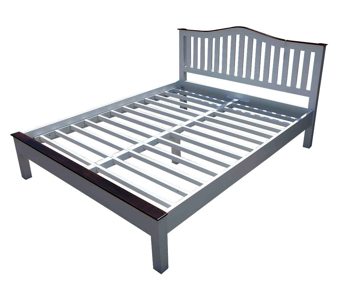 French Blanc Solid Wood Bed Frame - Queen Size, Modern Farmhouse Style for Bedroom, Guest Room & Master Suite