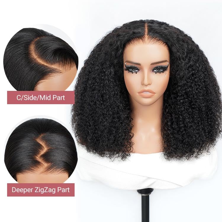 West Kiss Glueless Human Hair Wigs 20 Inch - Pre Plucked Curly Lace Front Wig with 4x7 Lace Closure | No Glue Needed, Ready to Wear | Perfect for Daily Wear, Parties & Special Occasions