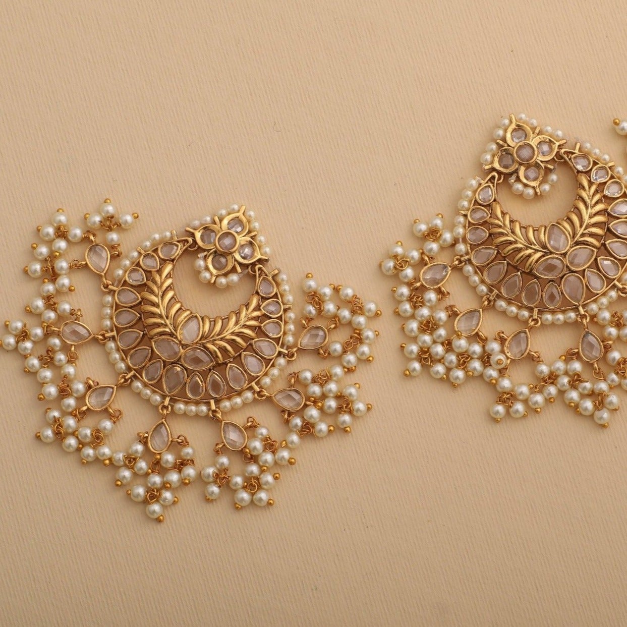 Regal Antique Chandbali Earrings - Vintage Indian Jewelry for Women - Perfect for Weddings, Parties & Special Occasions