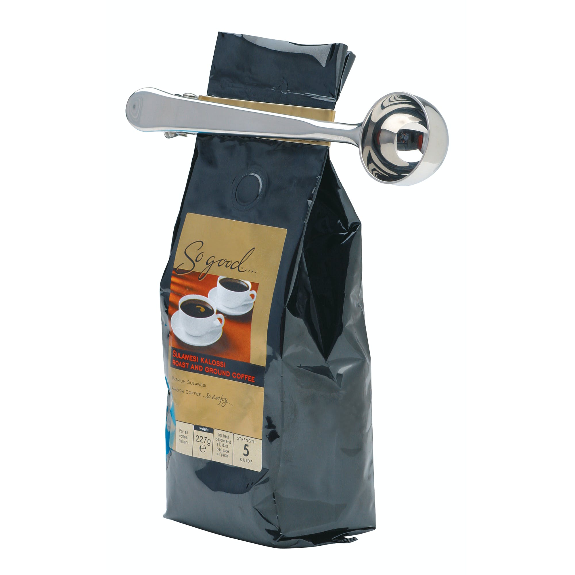 Le'Xpress Premium Stainless Steel Coffee Scoop & Bag Clip - Perfect for Measuring Coffee Grounds and Keeping Food Fresh in Kitchen, Camping, or Travel