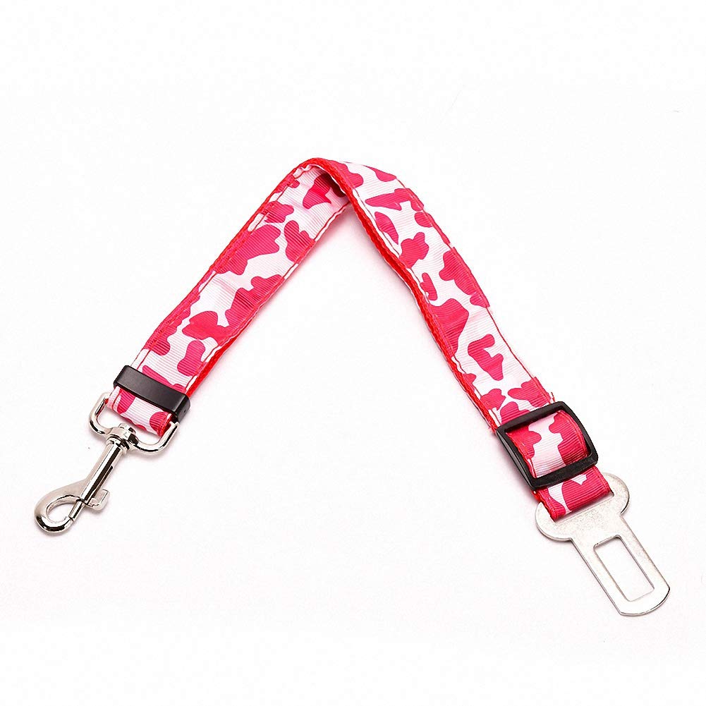 **Adjustable Dog Car Seat Belt - Safety Pet Travel Leash with Solid Camo Design - 2.5 cm Width - XLA004 Pink (PY0006) - Perfect for Road Trips & Safe Car Rides**