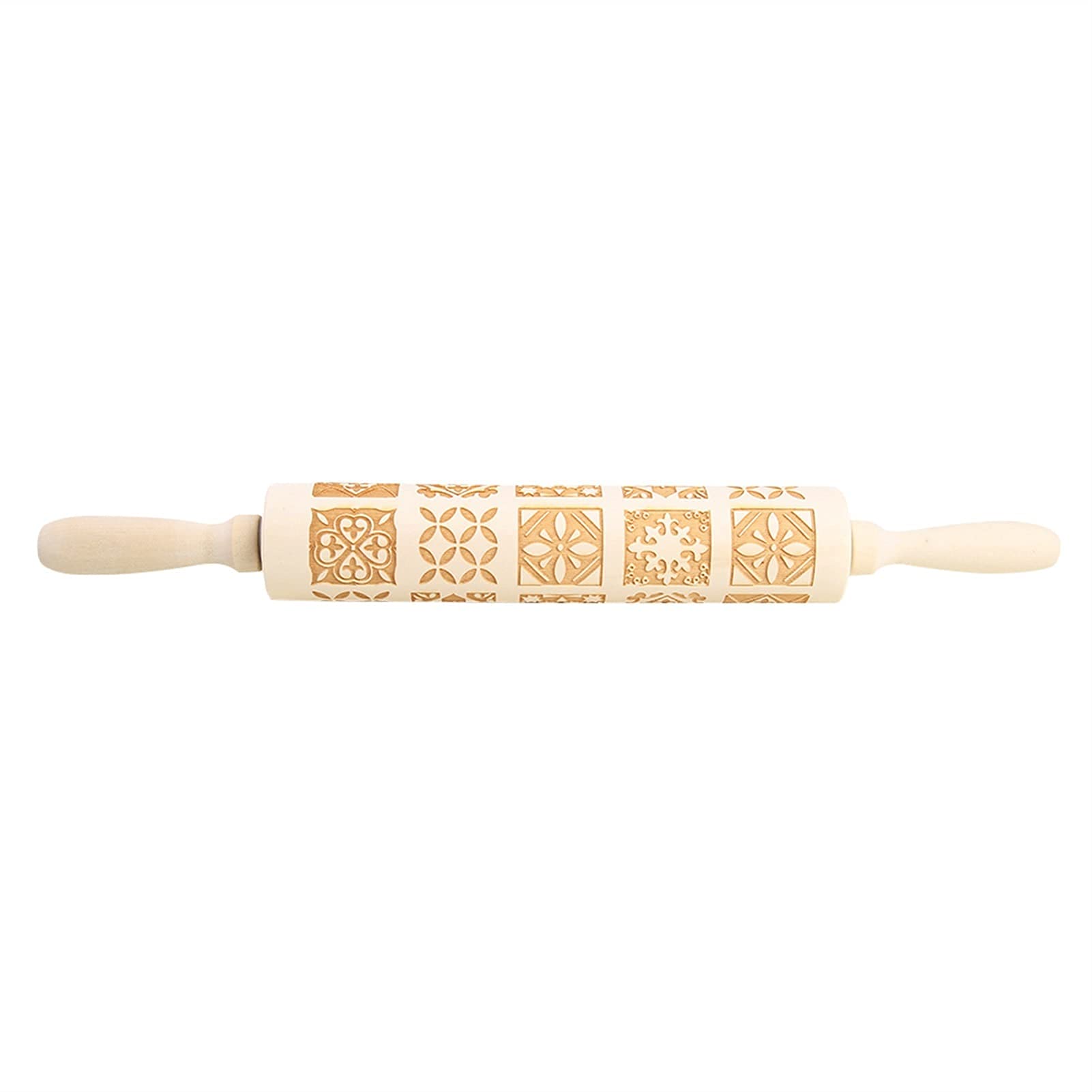 Vintage Wooden Embossing Rolling Pin for Fondant, Cake Dough, Cookies & Biscuits - Handcrafted Engraved Pattern Roller - Perfect for Baking, DIY Crafts & Wedding Cake Decorating