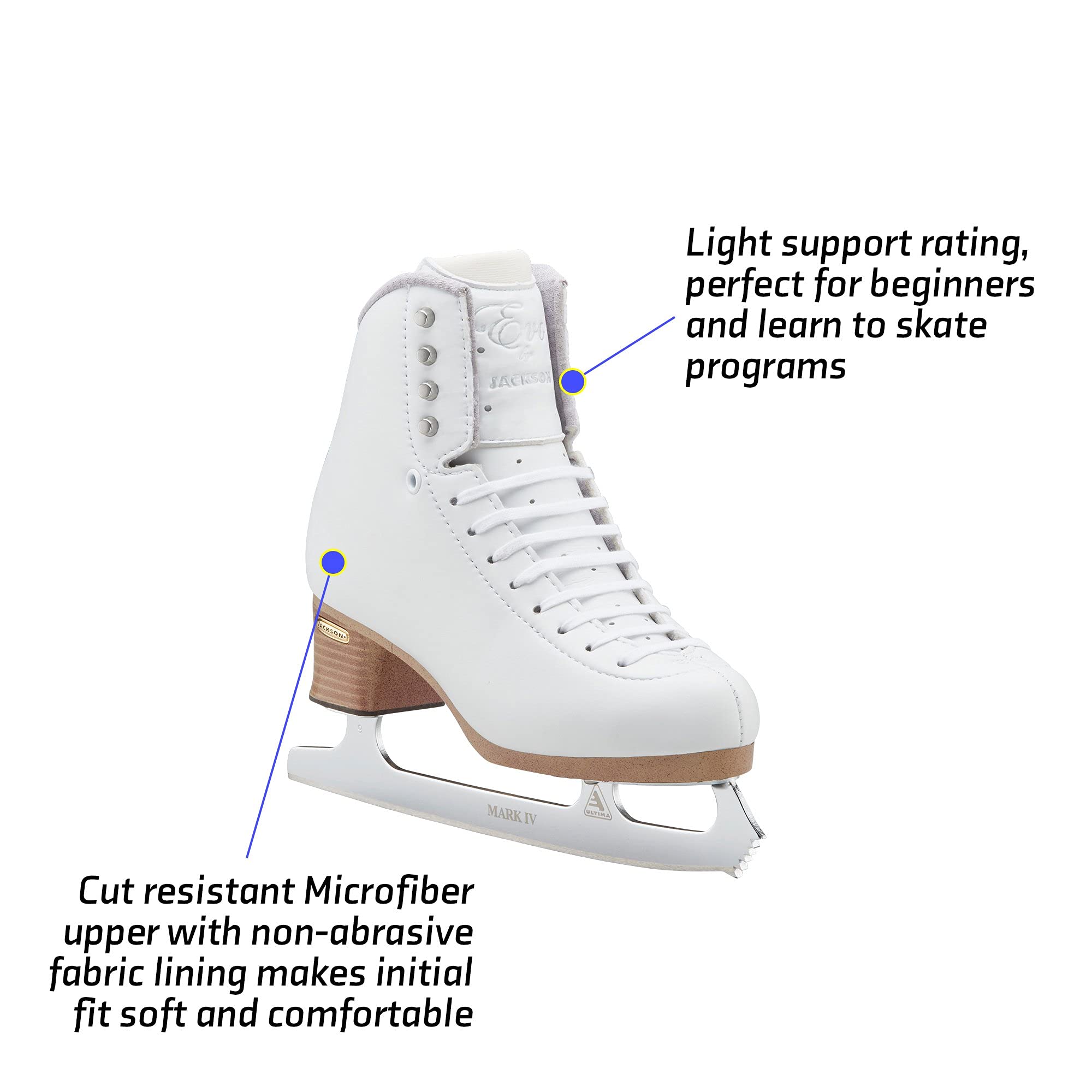 Jackson Evo Women's & Girls Figure Skates - Premium Ice Skating Shoes for Performance & Comfort - Perfect for Practice, Competitions & Recreational Skating