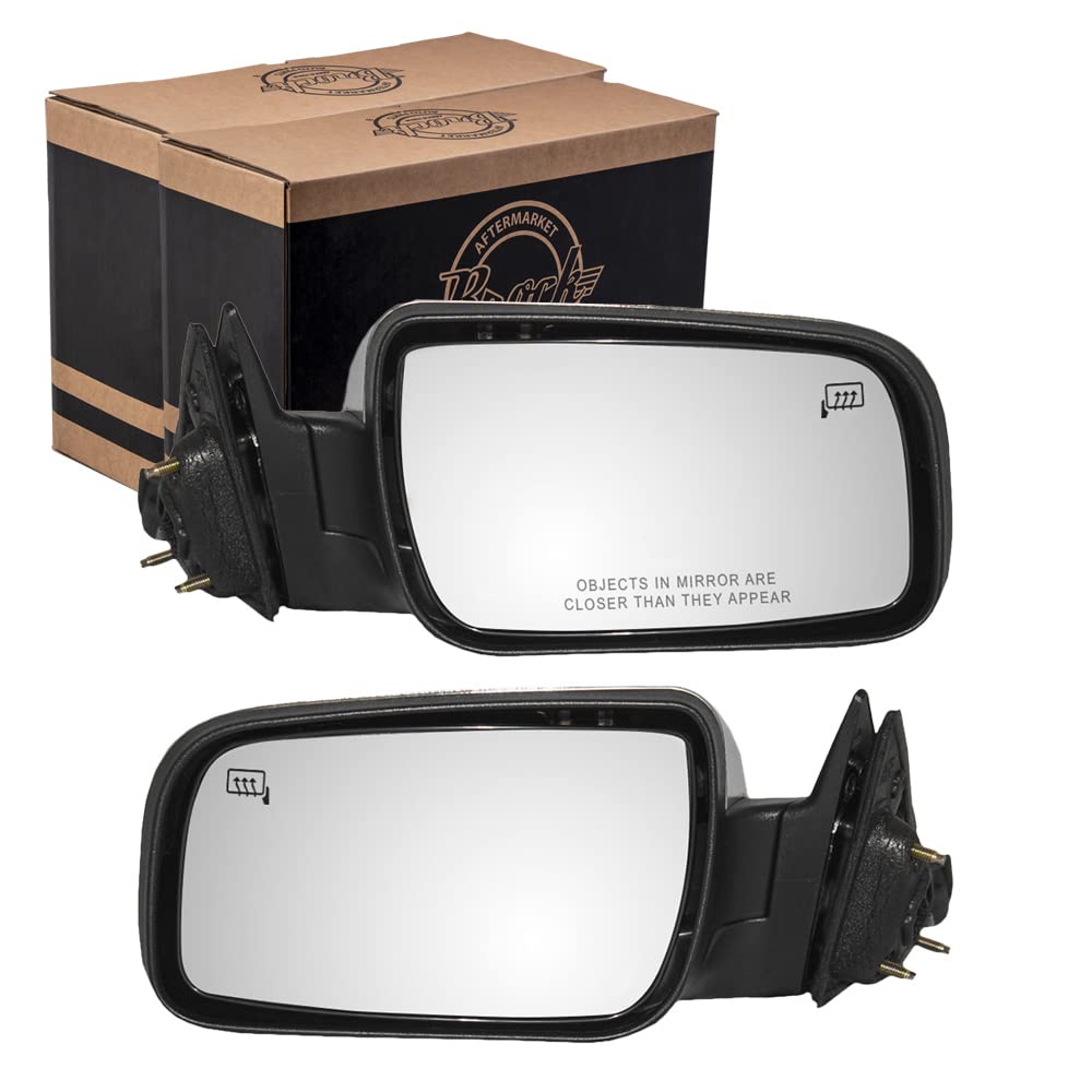 Heated Power Side View Mirrors with Puddle Lamp & Satin Chrome Covers - Replacement for 2008-2009 Ford Taurus & Mercury Sable (8G1Z17683F, 8G1Z17682F) - Perfect for Winter Driving & Night Visibility
