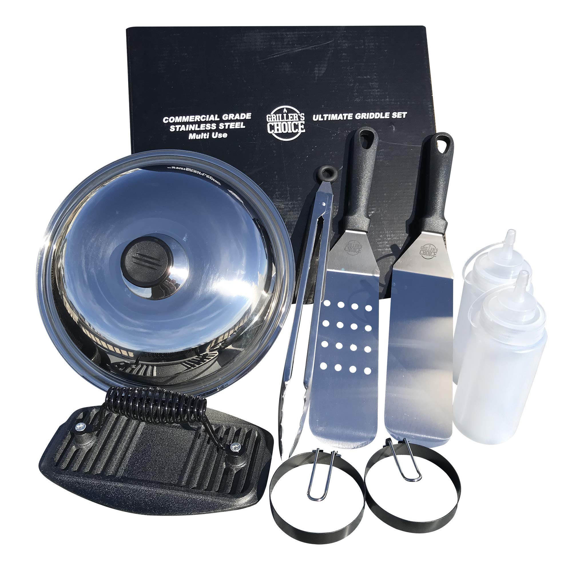 Grillers Choice - Ultimate Griddle Accessories Set - Heavy Duty Stainless Steel Spatula Set for Flat Top Grills, Hibachi & BBQ - Professional Chef Designed - Perfect for Outdoor Cooking, Backyard Grilling & Commercial Use