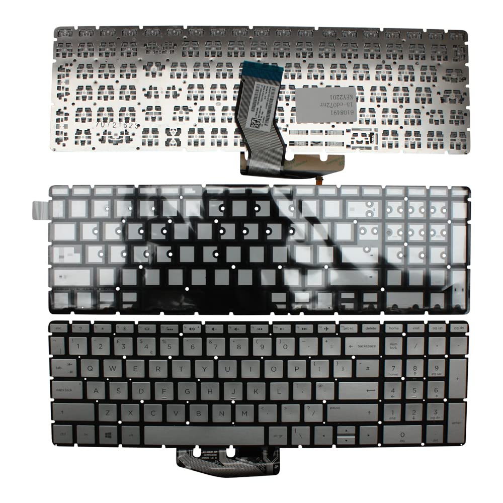 Backlit Silver UK Layout Replacement Laptop Keyboard Compatible with HP Pavilion 15-cd013AX - Perfect for Typing, Gaming & Office Work