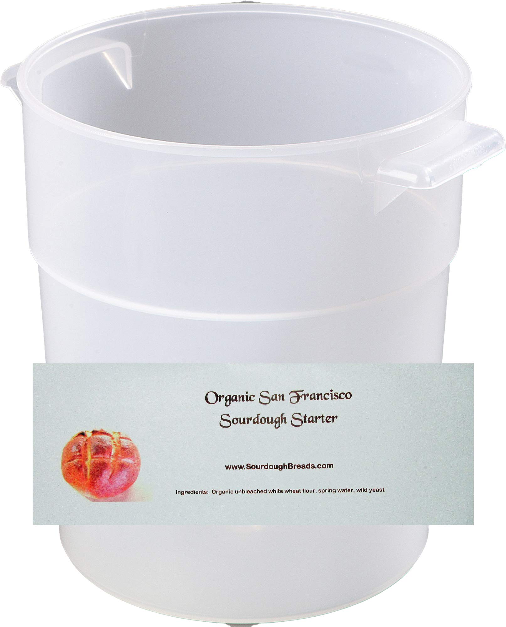 Organic San Francisco Sourdough Bread Starter Kit with 3.5-Quart Dough Rising Bucket & Lid - Perfect for Homemade Artisan Bread Baking at Home