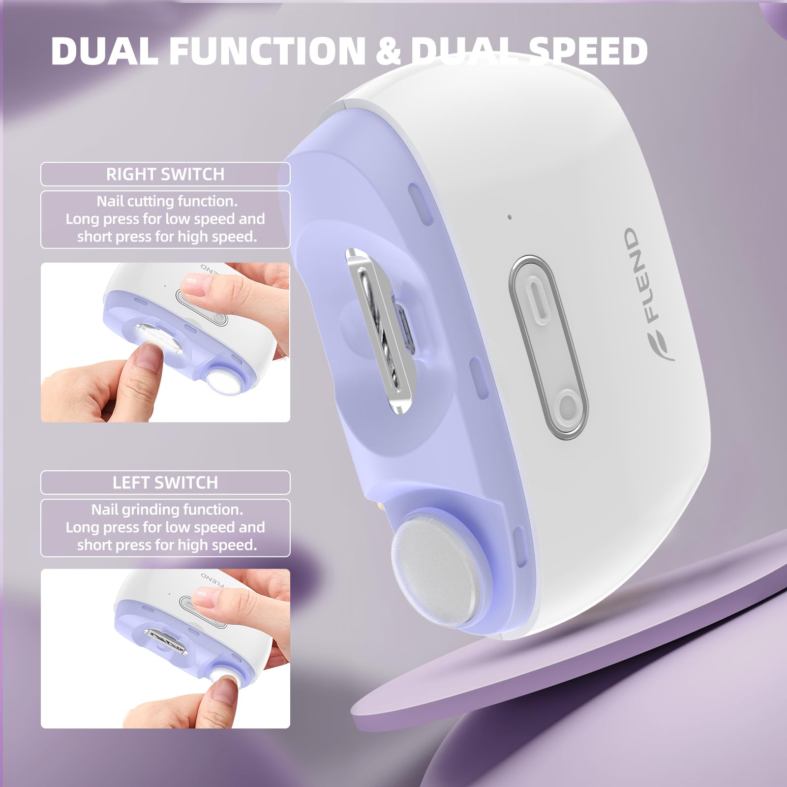 Electric Nail Clipper with LED Light & Storage - Automatic Nail Trimmer for Kids, Adults & Seniors - 2 Speed Adjustable - Perfect for Home, Travel & Salon Use