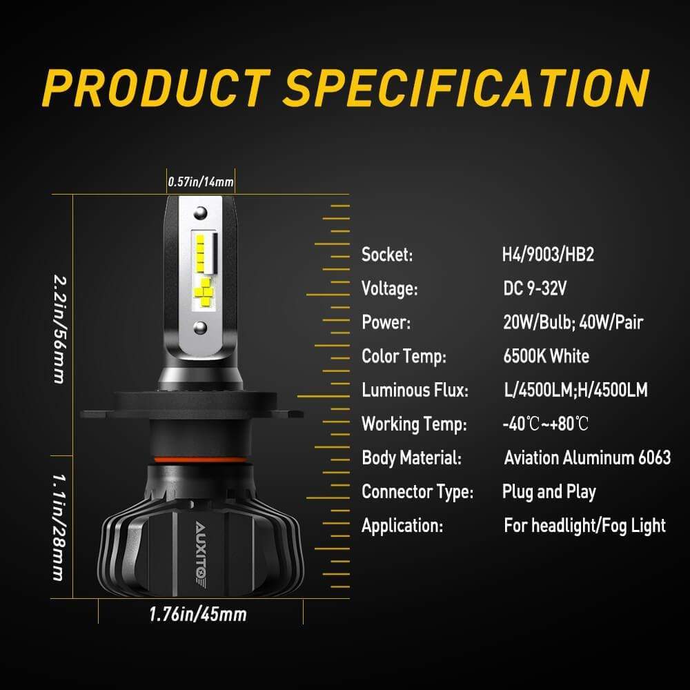 2014-2020 Toyota Tundra LED Headlight Bulbs - High Beam & Low Beam Replacement - Bright White 6000K for Night Driving & Off-Road Use