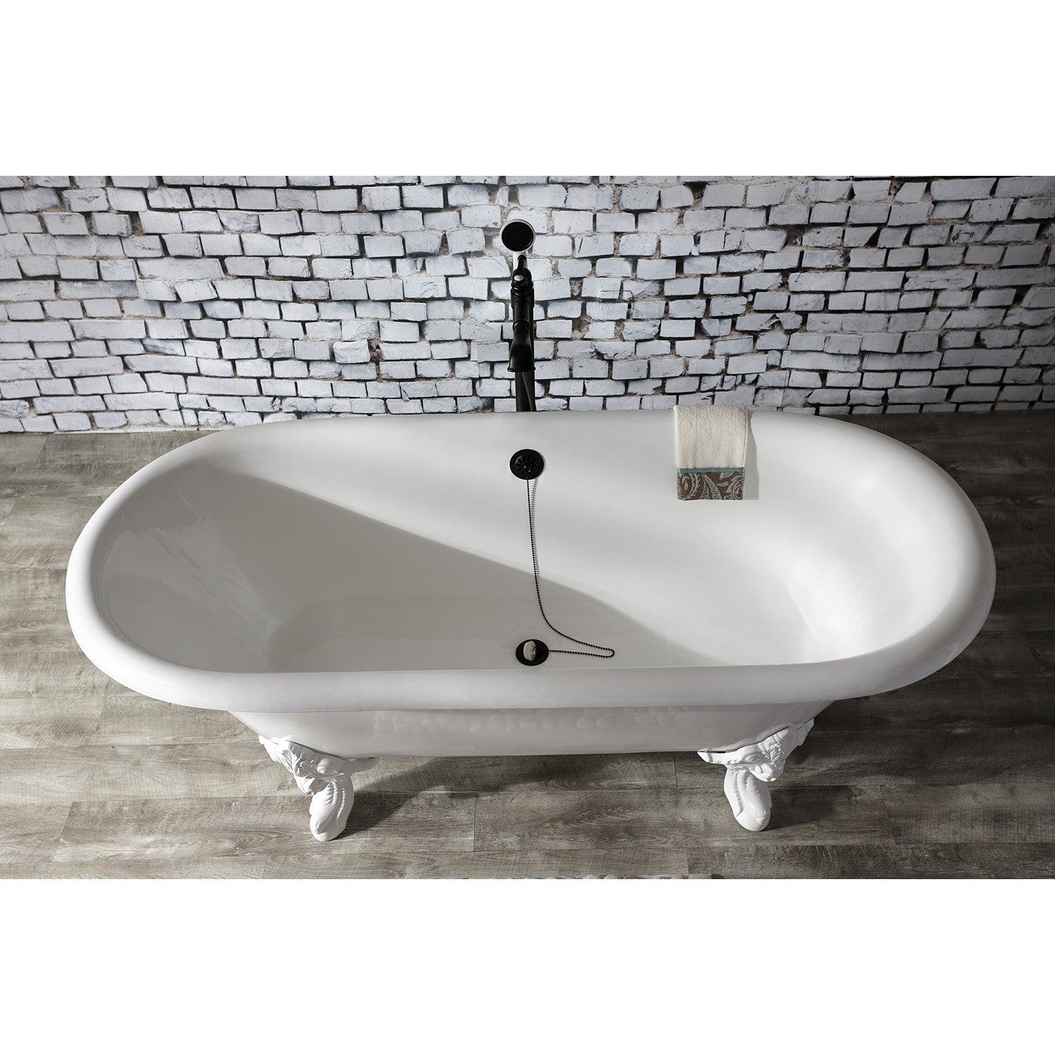 Aqua Eden 72 Inch White Cast Iron Clawfoot Bathtub - Double Ended Oval Freestanding Tub (No Faucet Drillings) for Vintage Bathroom & Luxury Spa Retreat