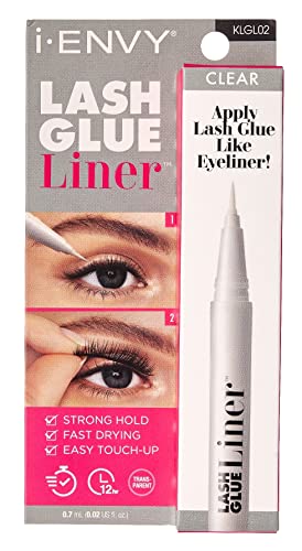 Kiss I Envy Lash Glue & Eyeliner - Clear Adhesive for False Eyelashes, 0.02 oz (2-Pack) - Waterproof, Long-Lasting Formula for Day & Night Wear
