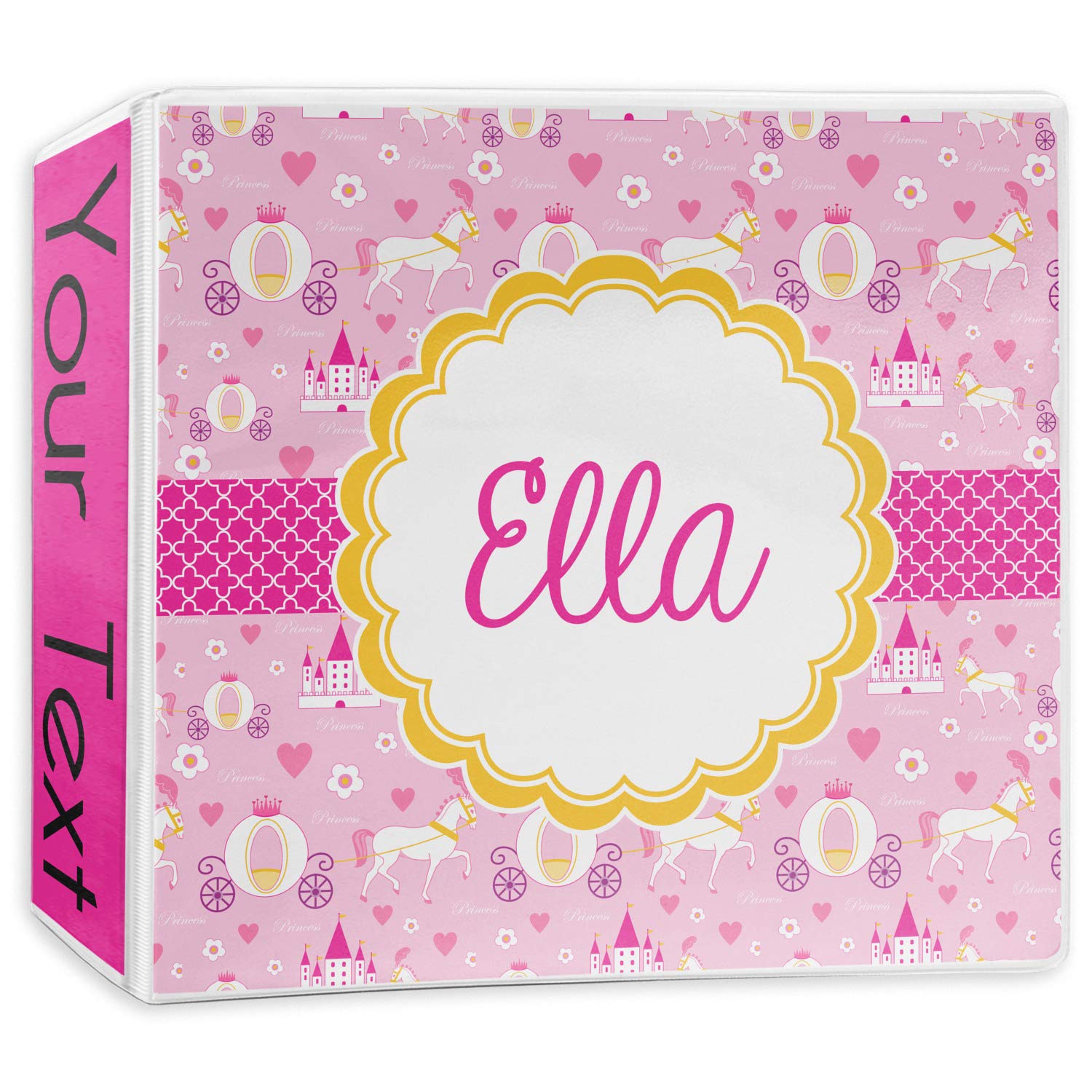 Personalized Princess Carriage 3-Ring Binder - 3 Inch School Binder for Girls, Back to School Supplies, Notebook Organizer for Classroom & Homework