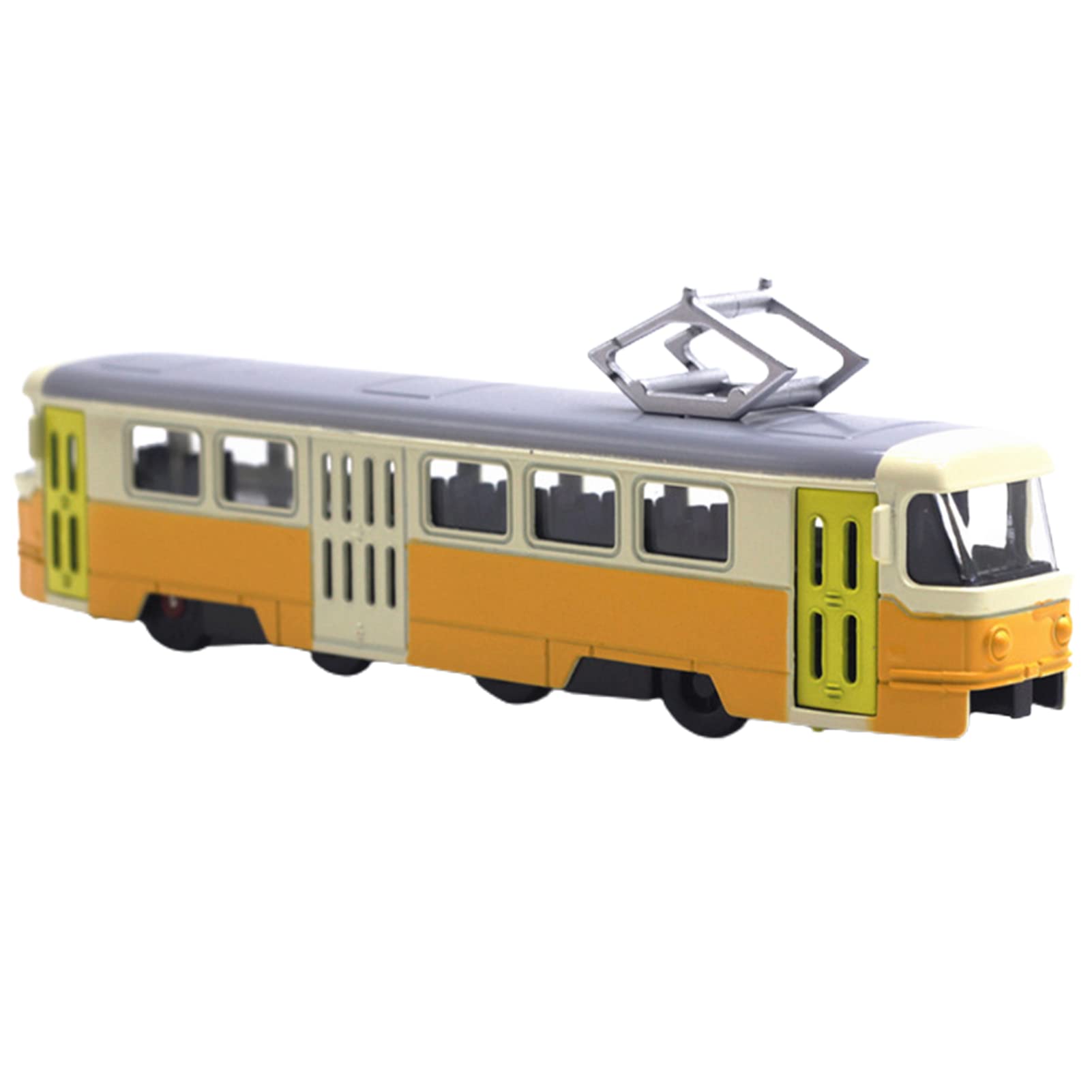 1:90 Scale Alloy Vintage Tram Model - High Simulation ABS Alloy Pull-Back Trolley Bus Toy, Collectible Train Car for Kids (Gold) | Perfect for Children's Playtime, Model Train Collections & Vintage Vehicle Displays