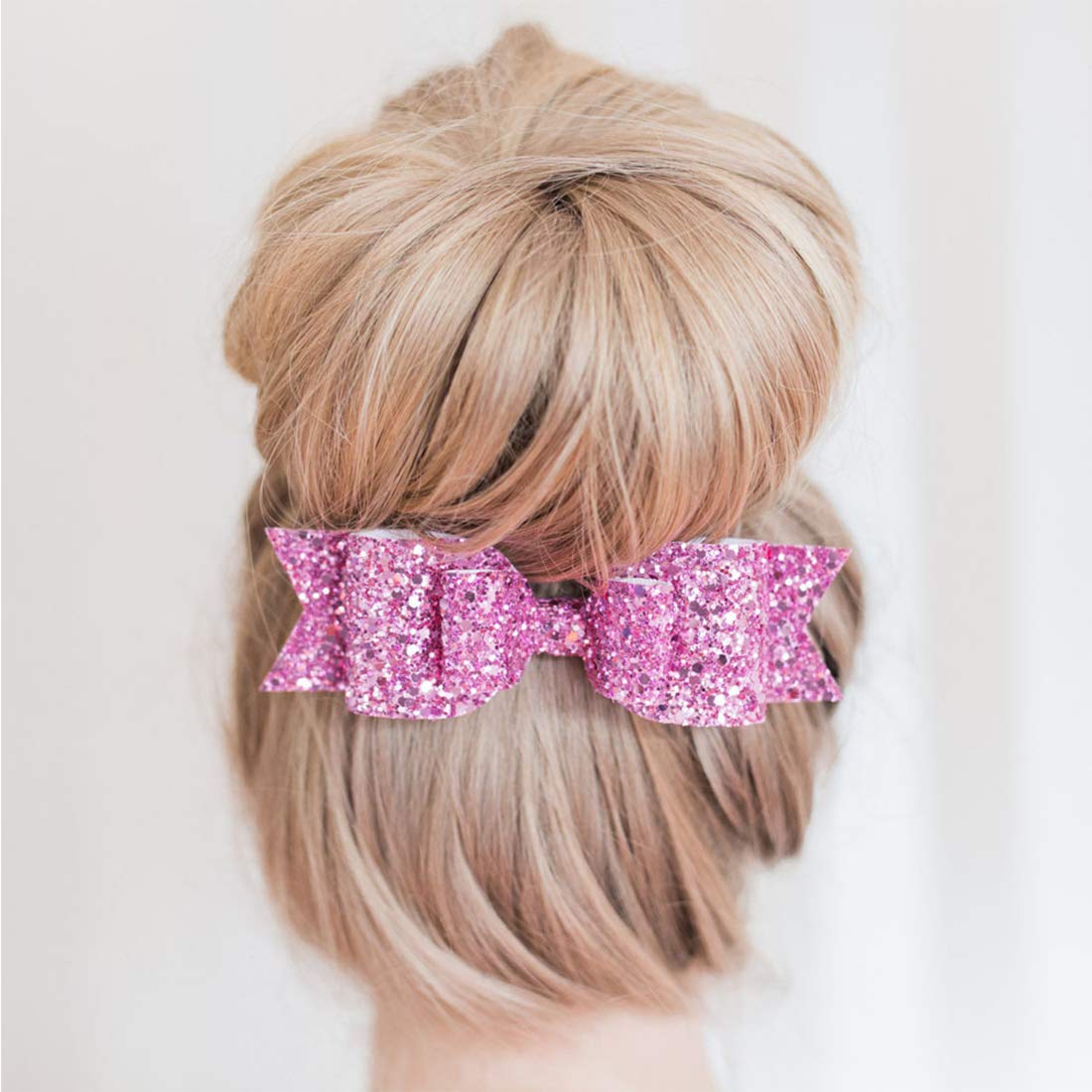 4 Pack Glitter Hair Clips with Sequin Bows - 3.75 Inch Hair Barrettes for Women, Girls & Teens - Mixed Colors - Perfect for Cheerleading, Parties & Everyday Fashion Accessories