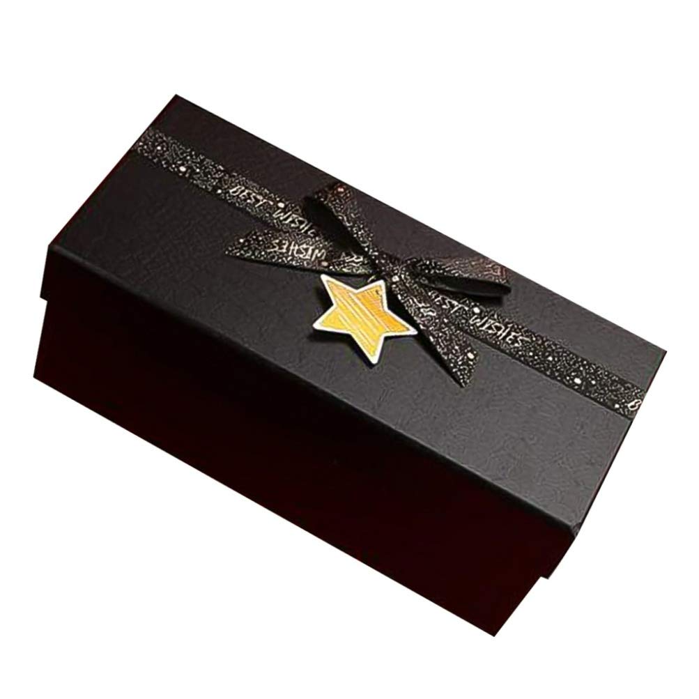 Premium Black Christmas Gift Box with Bowknot Ribbon - Elegant Rectangular Bottle & Jewelry Packaging for Holiday Presents, Wedding Favors & Special Occasions