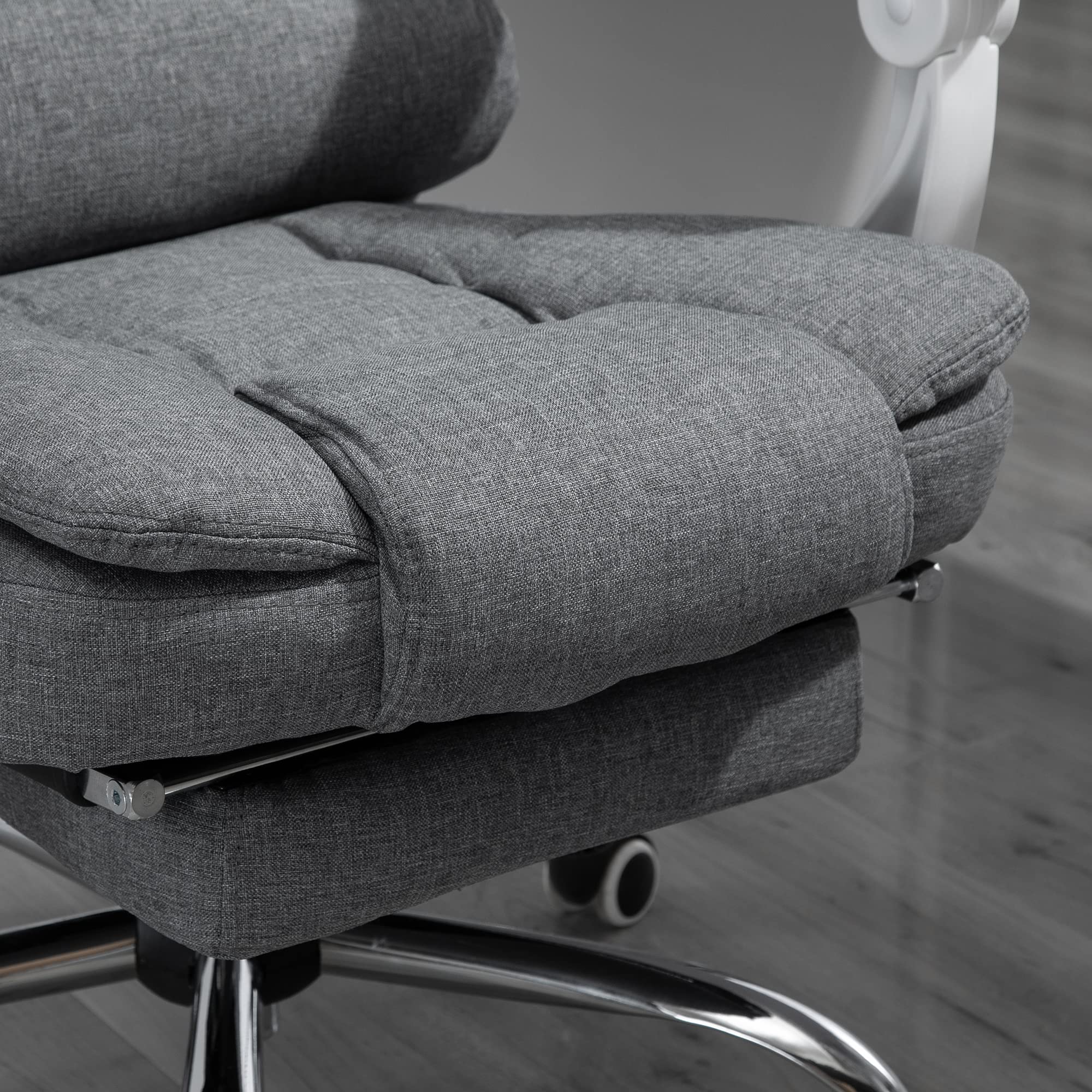 Vinsetto Ergonomic High-Back Executive Office Chair with Adjustable Footrest - Breathable Linen Fabric Computer Desk Chair with Padded Armrests - Gray - Perfect for Home Office, Gaming & Workspaces