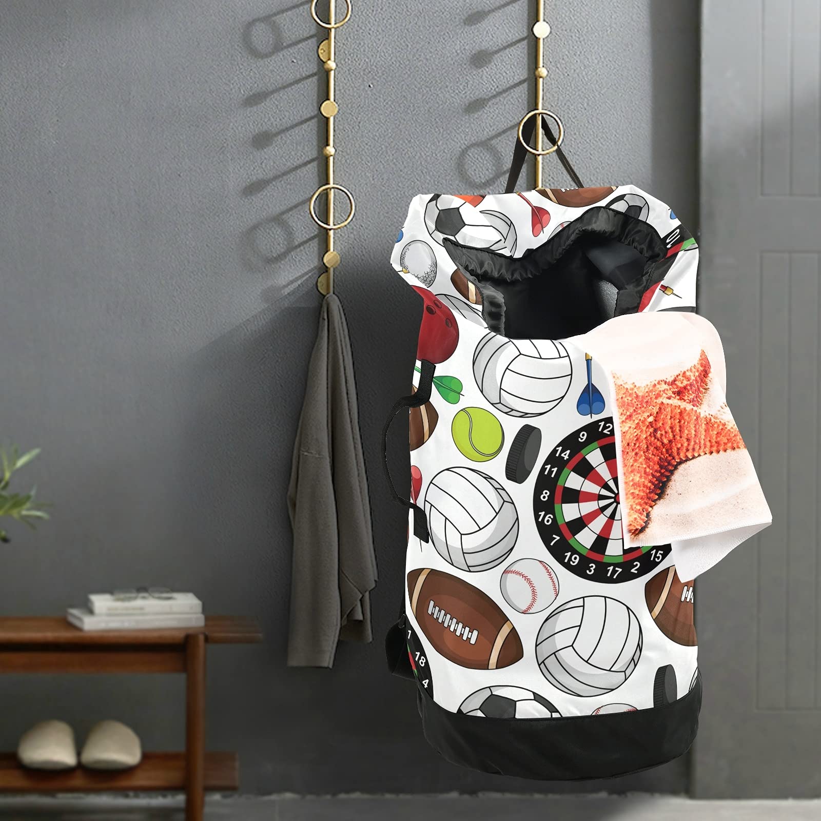 Large Adjustable Laundry Backpack for Travel & Camping - 29.3x14.5 Inch Laundry Bag with Straps - Perfect for College Students, Dorm Rooms & Outdoor Adventures