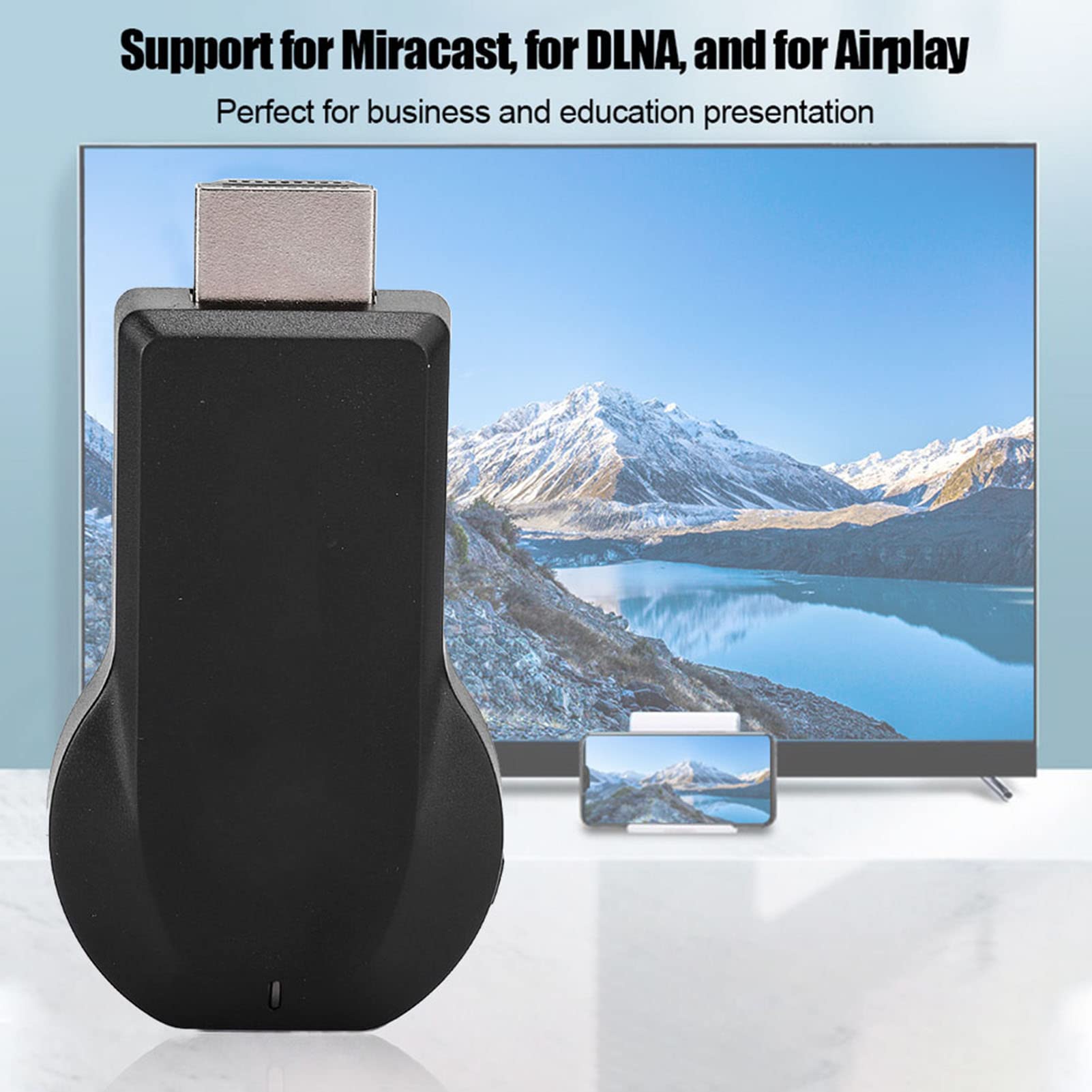 1080P Wireless HDMI Streaming Adapter - Airplay, Miracast & DLNA Compatible Display Receiver Dongle for Smart TV, Laptop & Projector | 2.4G WiFi Support | Perfect for Home Theater, Office Presentations & Gaming