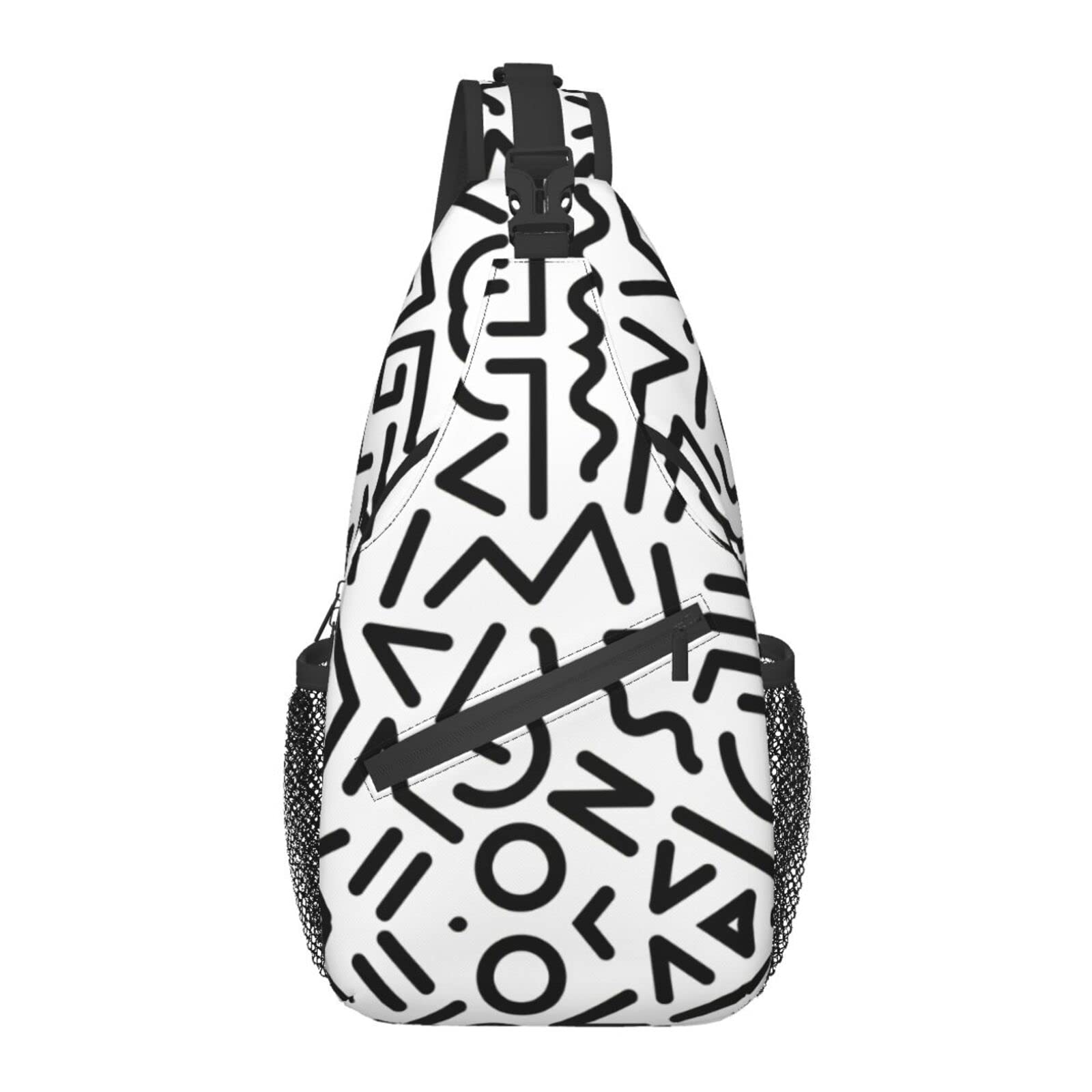 Stylish Black and White Sling Bag - Lightweight Crossbody Backpack for Women & Men | Perfect for Travel, Hiking, Cycling, Camping, Work & Everyday Use | Water-Resistant & Durable Design