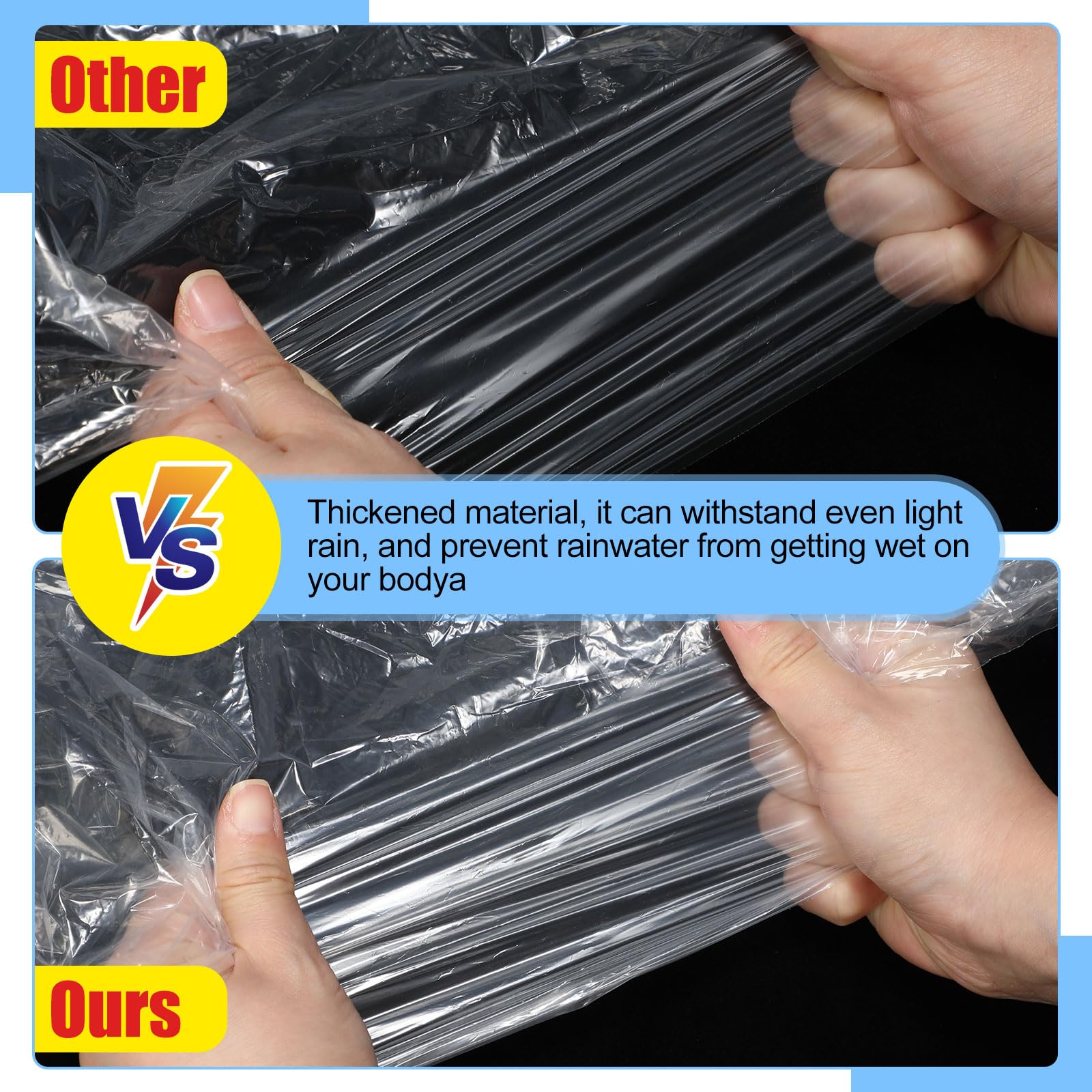 Hercicy 300 Pcs Disposable Rain Ponchos for Adults - Waterproof Emergency Raincoat with Hood - Bulk Pack for Outdoor Events, Camping & Hiking
