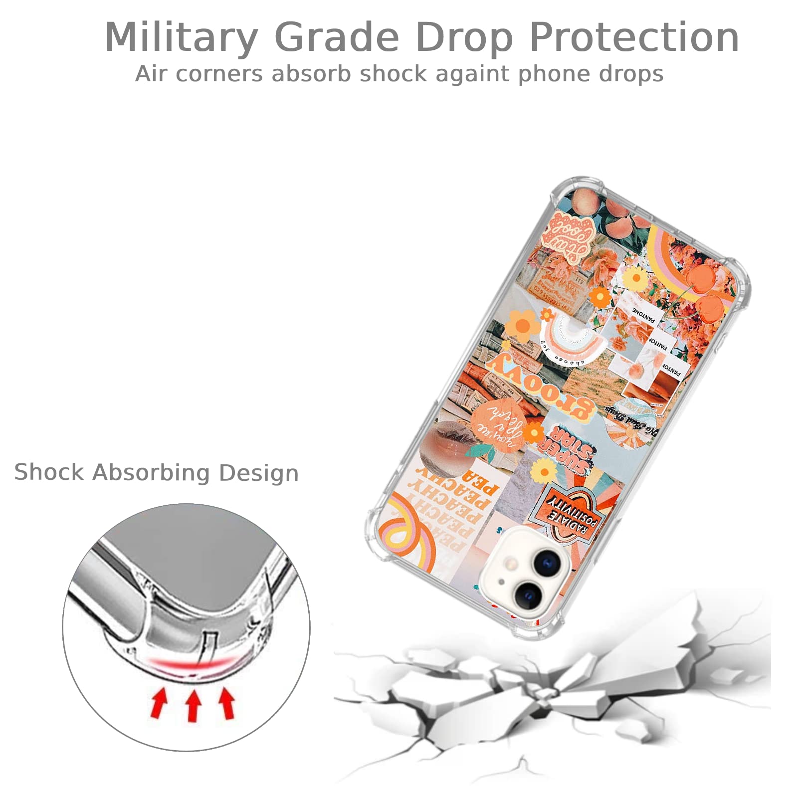 Retro Vintage Aesthetic iPhone 11 Case - Trendy Peach Groovy TPU Bumper Cover for Women & Men | Perfect for Teens, College Students & Retro Lovers (Compatible with iPhone 11)