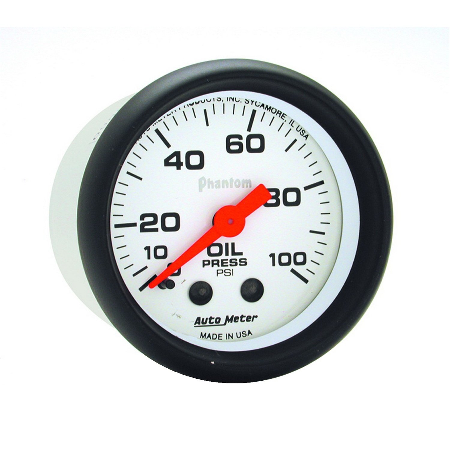 Auto Meter 5721 Phantom Mechanical Oil Pressure Gauge - 2.3125 Inch Diameter - Accurate Engine Oil Pressure Monitoring for Cars, Trucks & Performance Vehicles - Perfect for Racing, Off-Road & DIY Automotive Projects