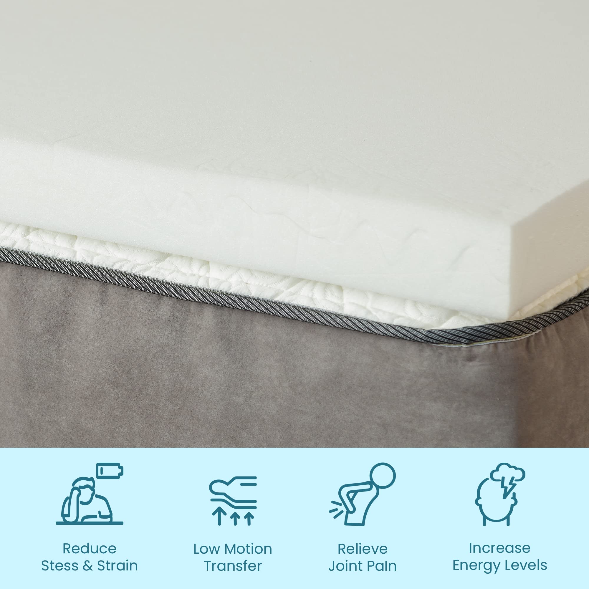 Zutan 1-Inch Memory Foam Mattress Topper for Twin Bed - Cooling Gel Infused, Foldable & Washable Cover - Pressure Relief for Back Pain - Perfect for Guest Beds, Dorm Rooms & Home Comfort