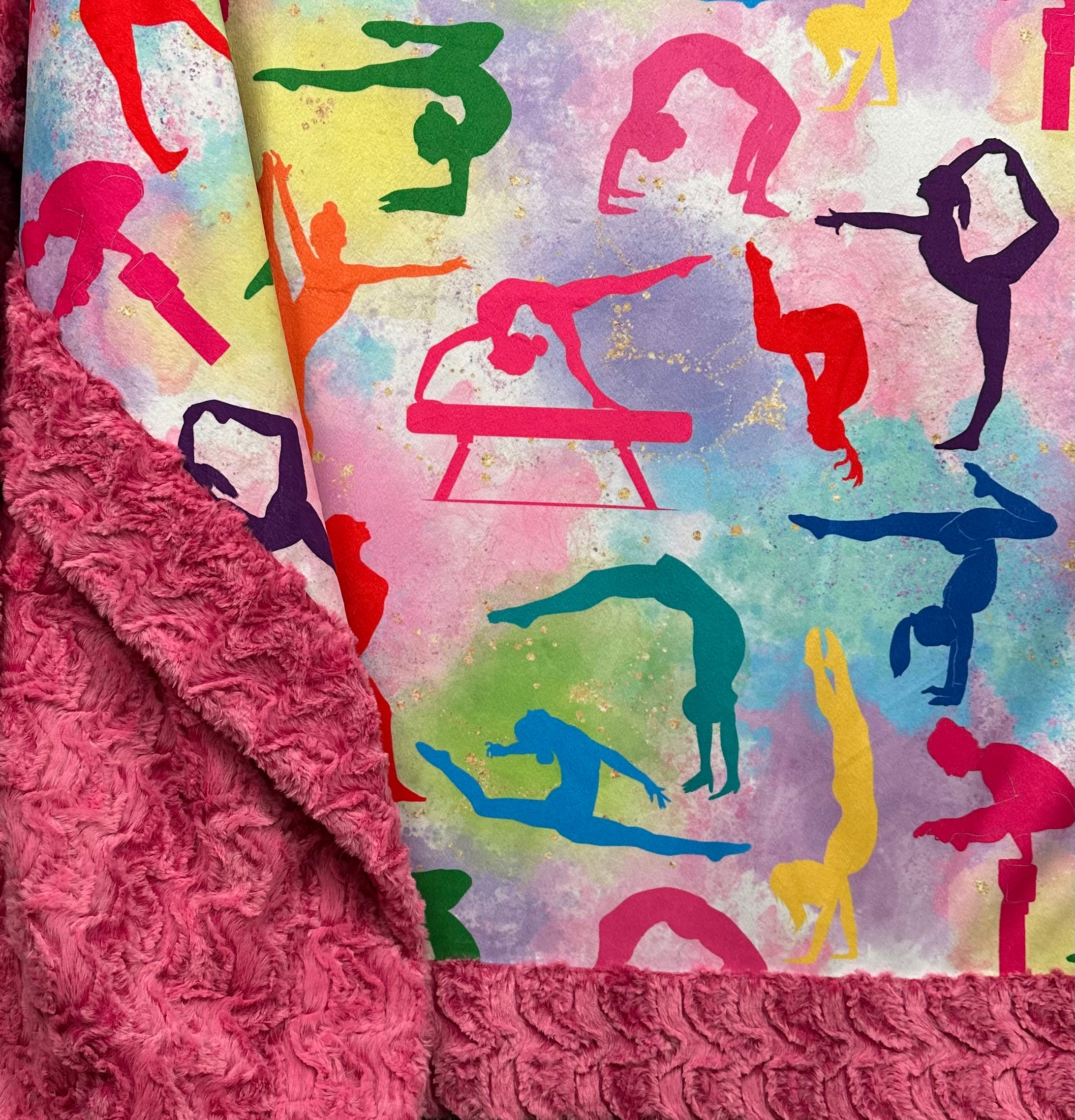 Paloma Pink Luxe Large 55x79 Minky Blanket for Gymnastics - Soft & Cozy Throw Blanket for Training, Competitions, and Home Comfort
