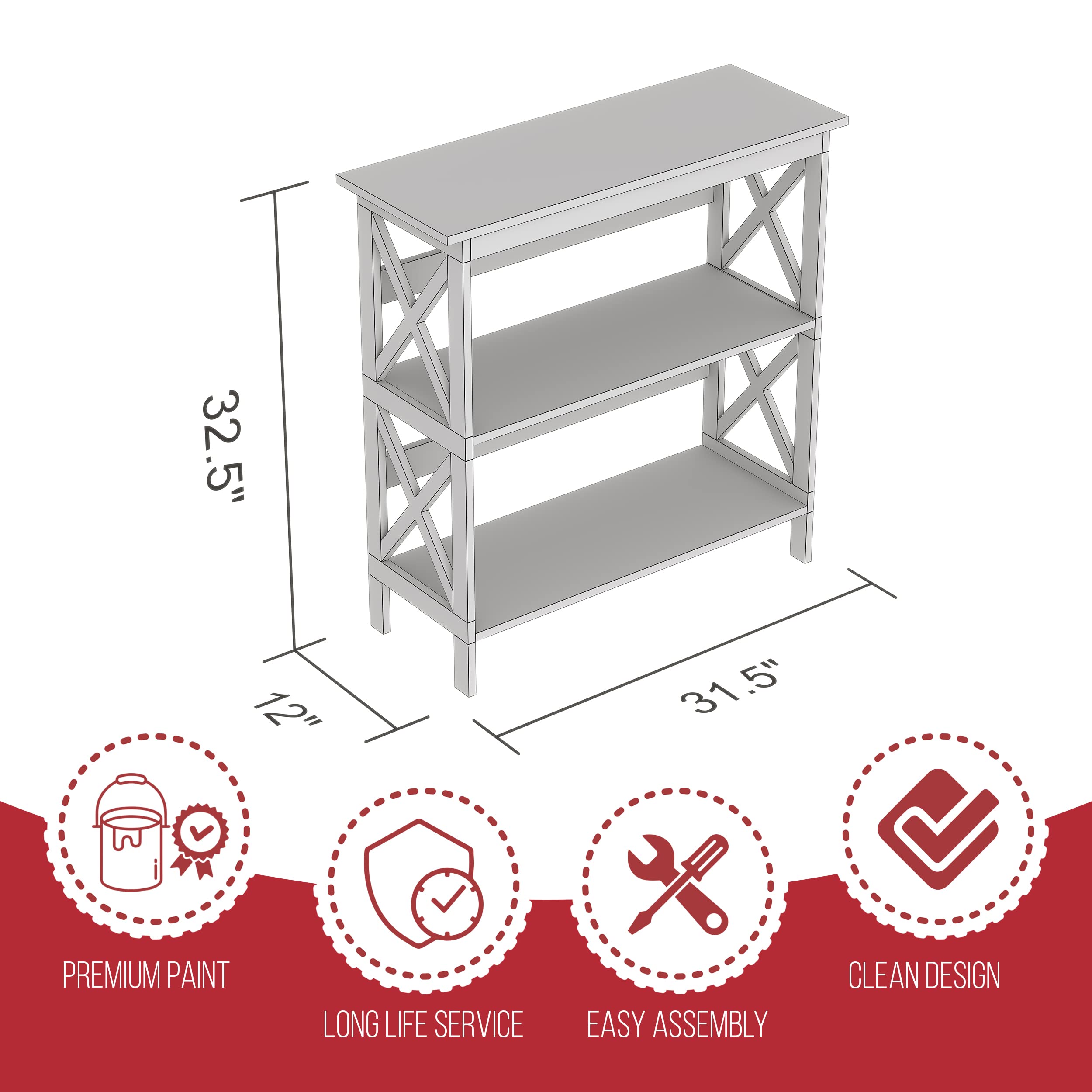 White Modern Console Table with 2 Storage Shelves - TV Stand, Entryway Table for Living Room, Bedroom & Office - Multi-Functional Sofa Side Table & Couch Caddy for Home Decor | Perfect for Small Spaces, Apartment Essentials & Housewarming Gifts