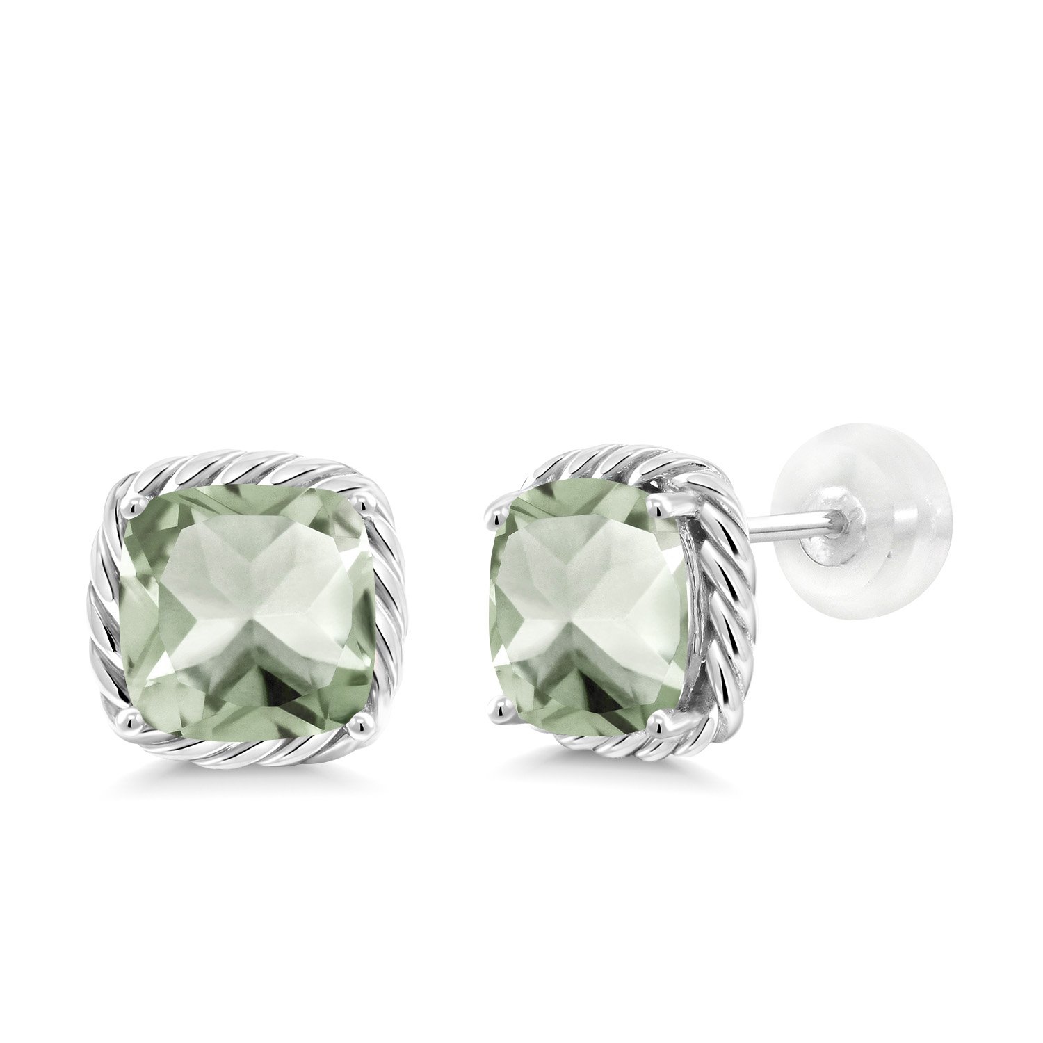 10K White Gold 7MM Cushion Cut Birthstone Stud Earrings for Women & Men | Genuine Gemstone Jewelry Gifts for Mom, Wife, Her | Perfect for Birthdays, Anniversaries & Special Occasions