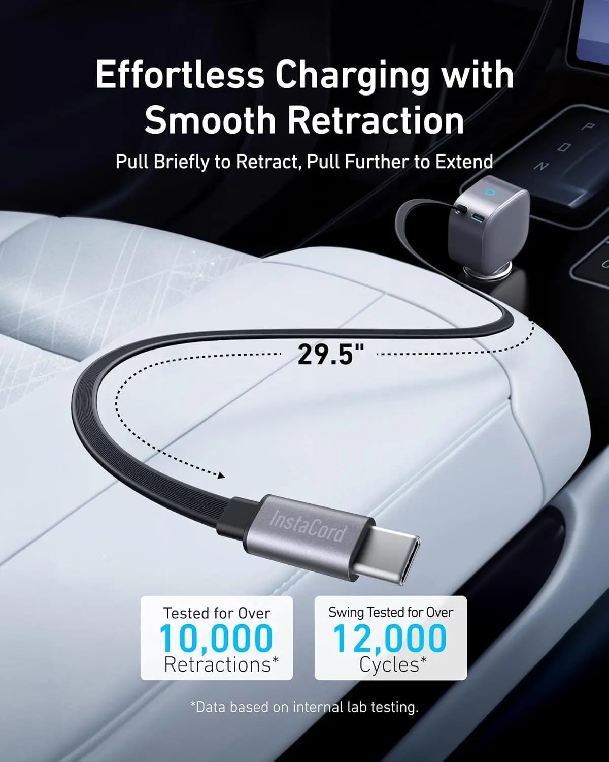 Anker Nano 75W USB C Car Charger with Built-in Retractable Cable - Fast Charging for iPhone 15/14/13, Samsung Galaxy, iPad - Perfect for Road Trips & Commuting