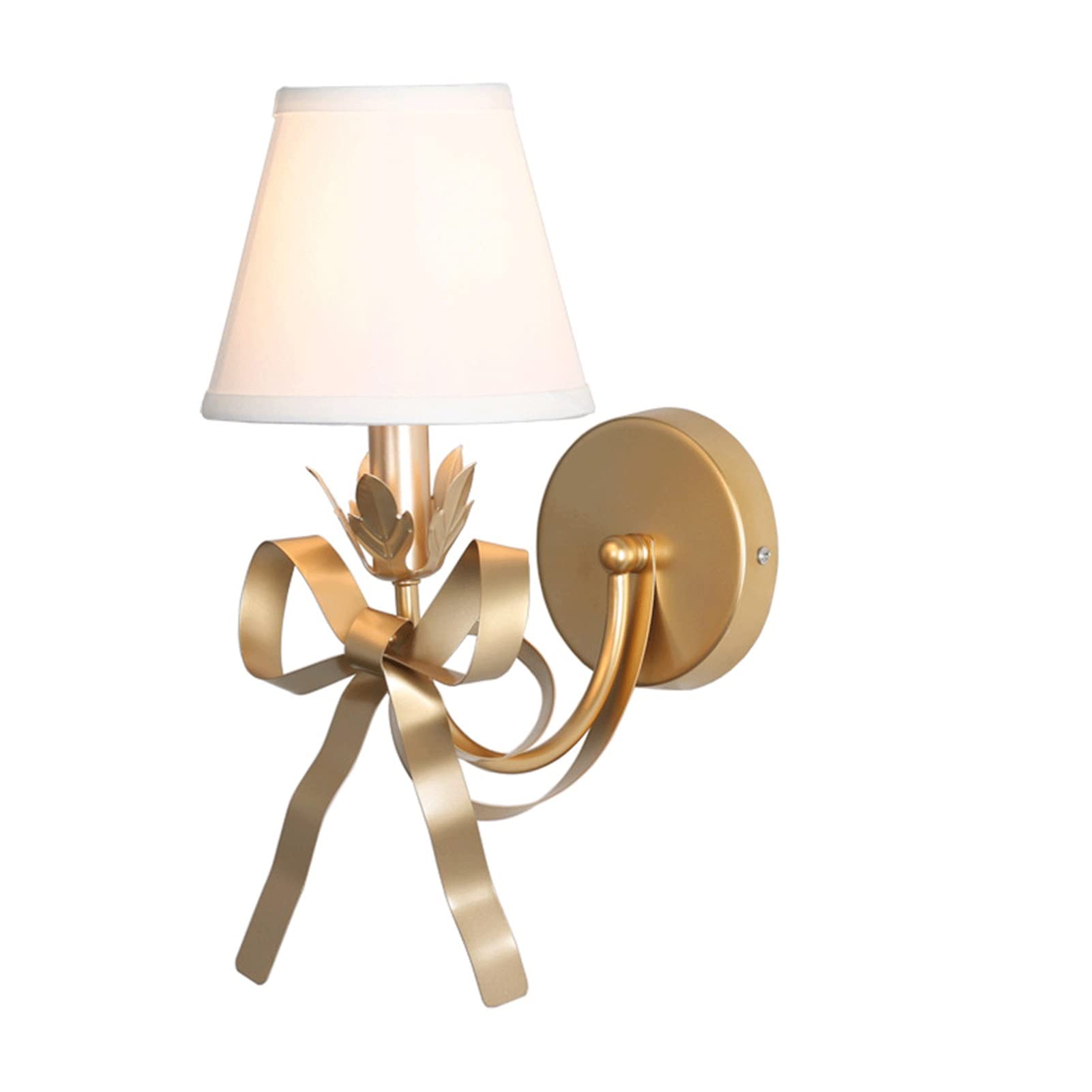 Vintage Wrought Iron Wall Lamp - Rustic American Style Wall Sconce for Girls Bedroom, Nursery, Living Room & Hallway Lighting - White Decorative Wall Light for Kids Room & Kindergarten Decor