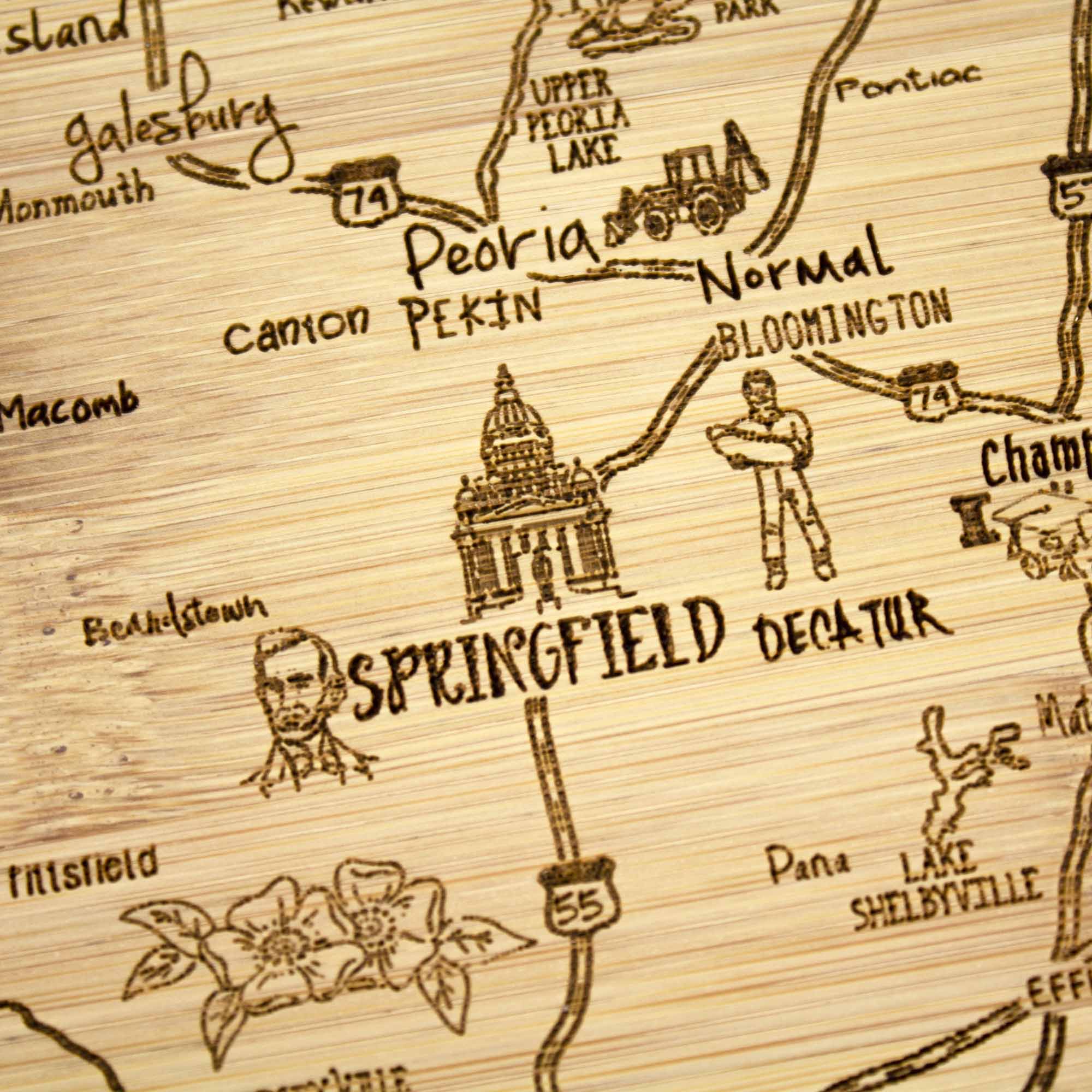 Premium Illinois-Themed Wooden Cutting Board - 11