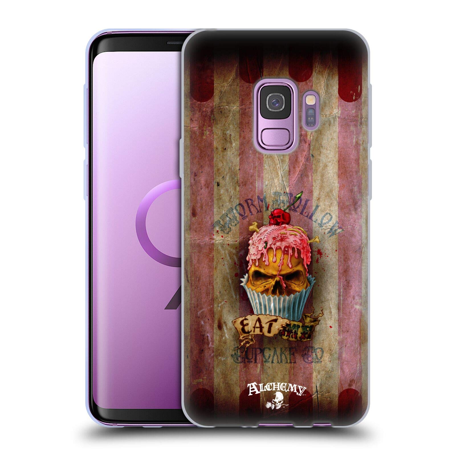 Alchemy Gothic Eat Me Cupcake Skull Soft Gel Case for Samsung Galaxy S9 - Officially Licensed by Head Case Designs - Perfect for Gothic Style and Everyday Protection