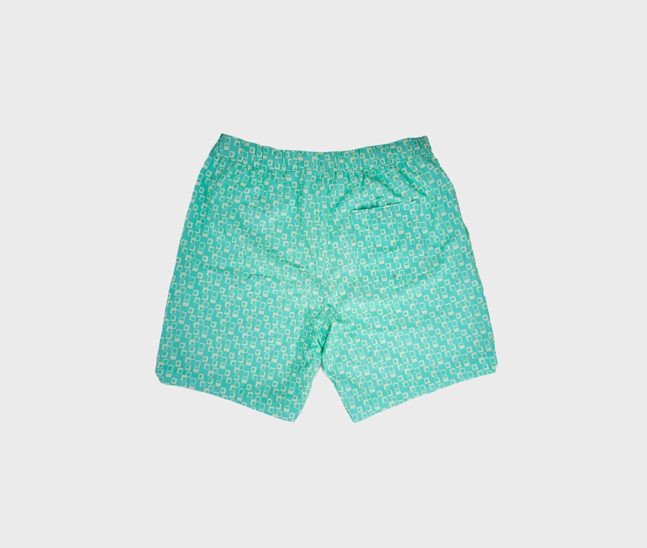 Men's Retro Swim Trunks - Mid Mod Print Mint Green Quick Dry Swim Shorts for Beach, Pool & Summer Vacation