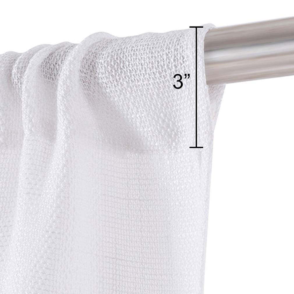 Valea Home Soft Burlap Short Curtains 45 Inch - Rustic Natural Rod Pocket Window Panels for Small Windows (Set of 2, White) - Perfect for Cafe, Kitchen, Bedroom & Bathroom Decor