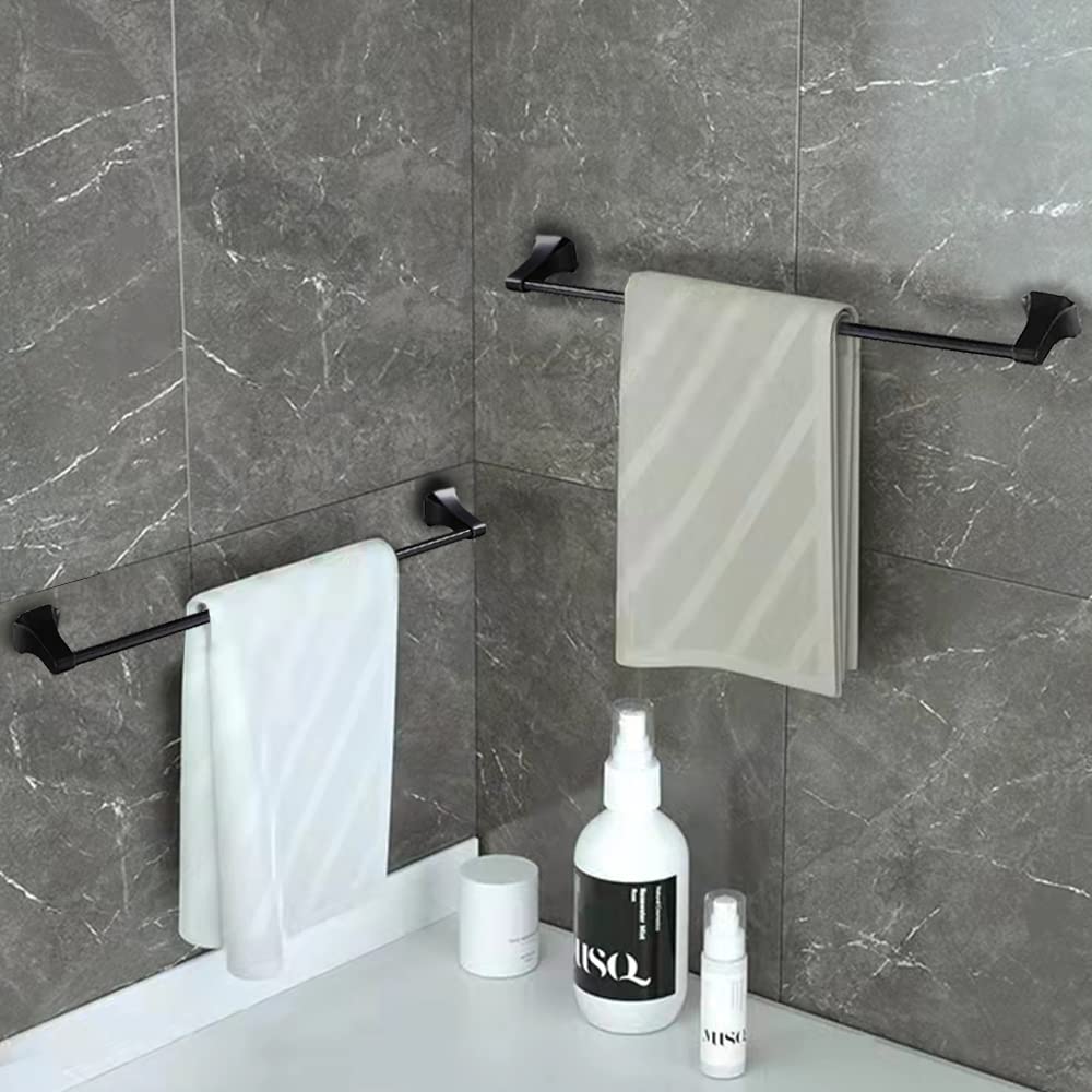Stainless Steel Wall Mounted Towel Bar - Matte Black Bathroom & Kitchen Towel Holder, 22.8 Inch Dish Cloth Hanger for Modern Home Decor | Perfect for Bathrooms, Kitchens, Laundry Rooms & Spa Areas