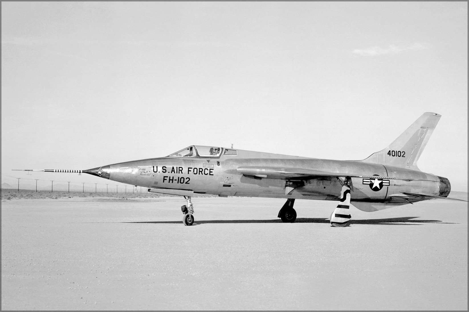 24x36 Inch Air Force F-105 Thunderchief Poster - Vintage 1959 Edwards AFB Aviation Art Print - Perfect for Home Decor, Man Cave & Military History Enthusiasts