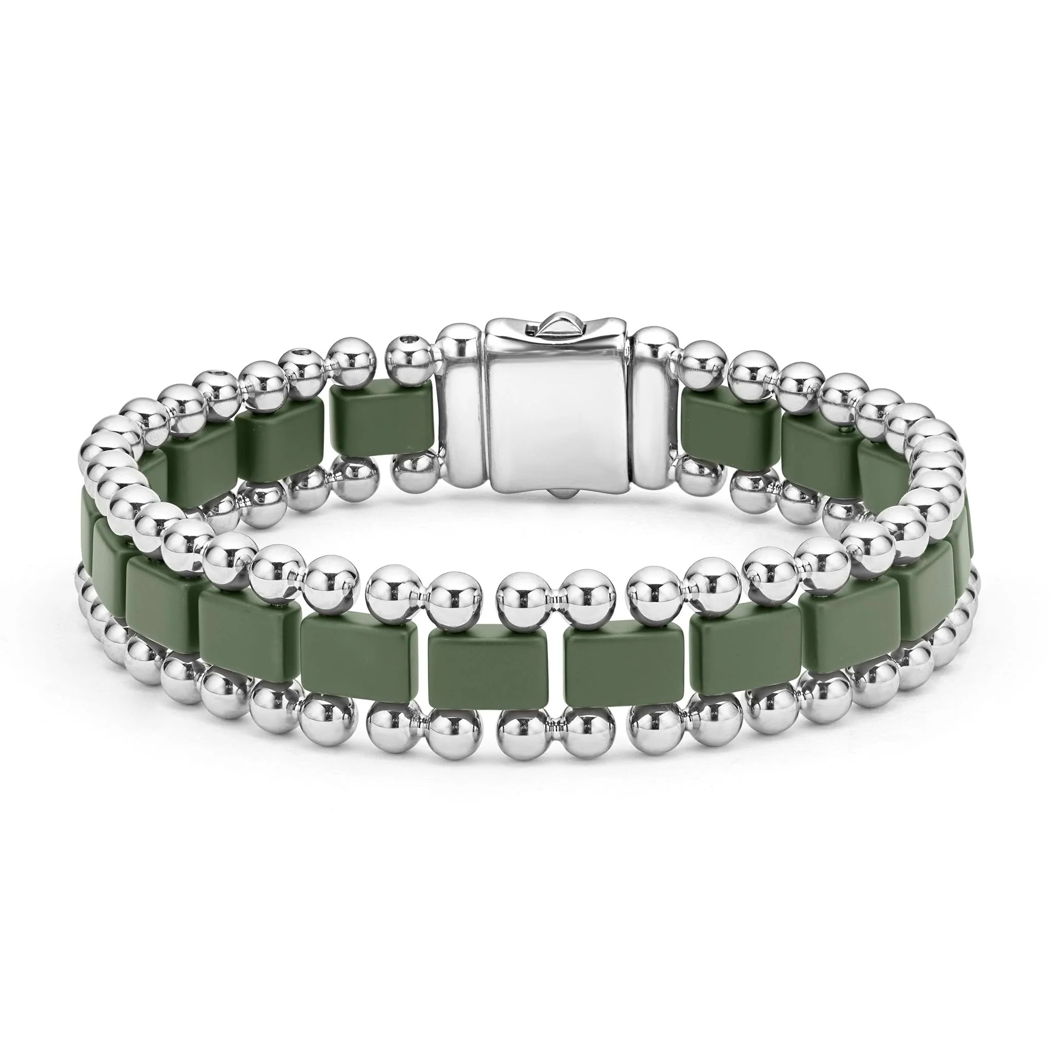 Matte Hunter Green Ceramic Link Bracelet - 15mm Adjustable Wristband for Women | Stylish Minimalist Jewelry for Everyday Wear, Office & Special Occasions
