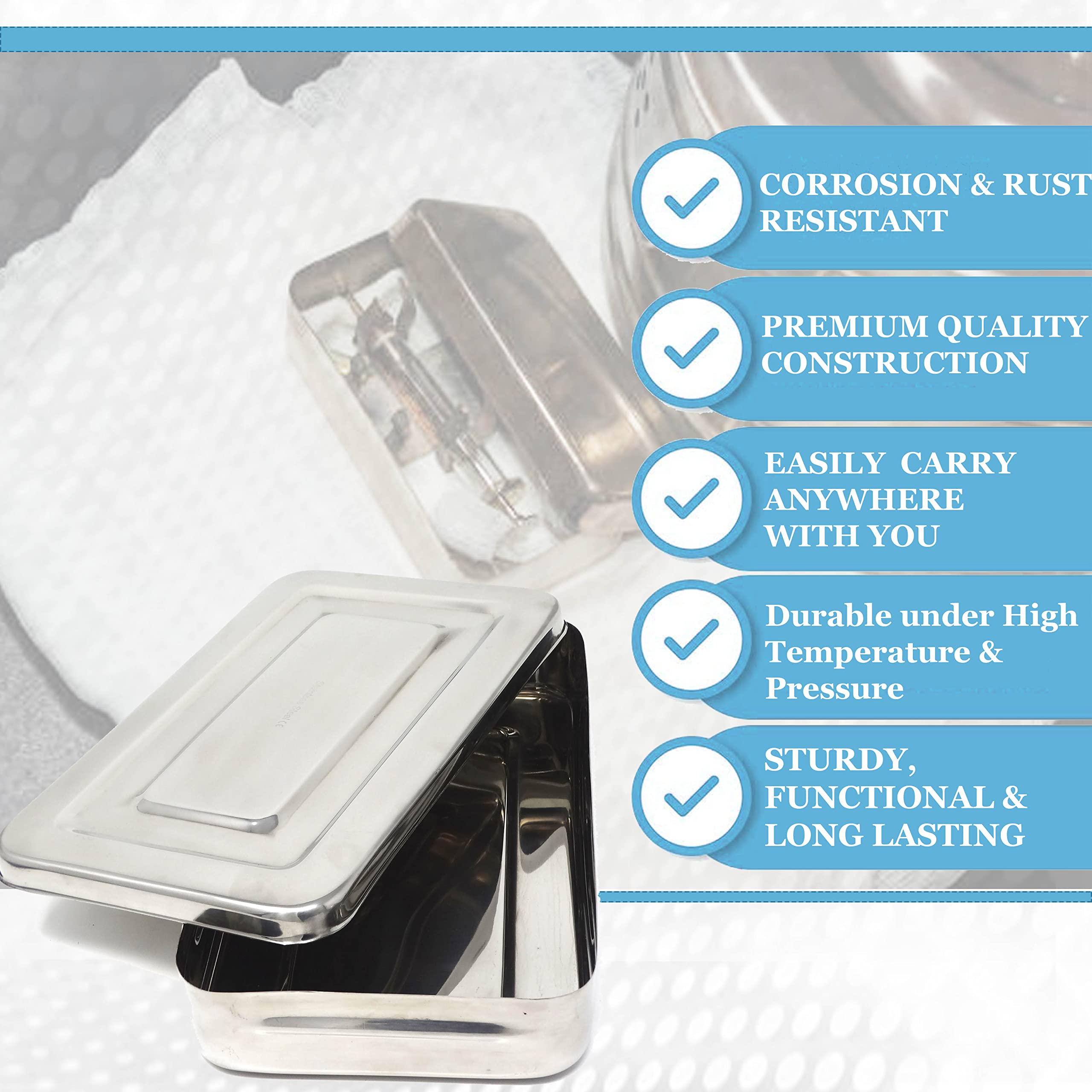 Premium Stainless Steel Sterilization Box for Dental/Surgical Instruments & Jewelry Storage - 10
